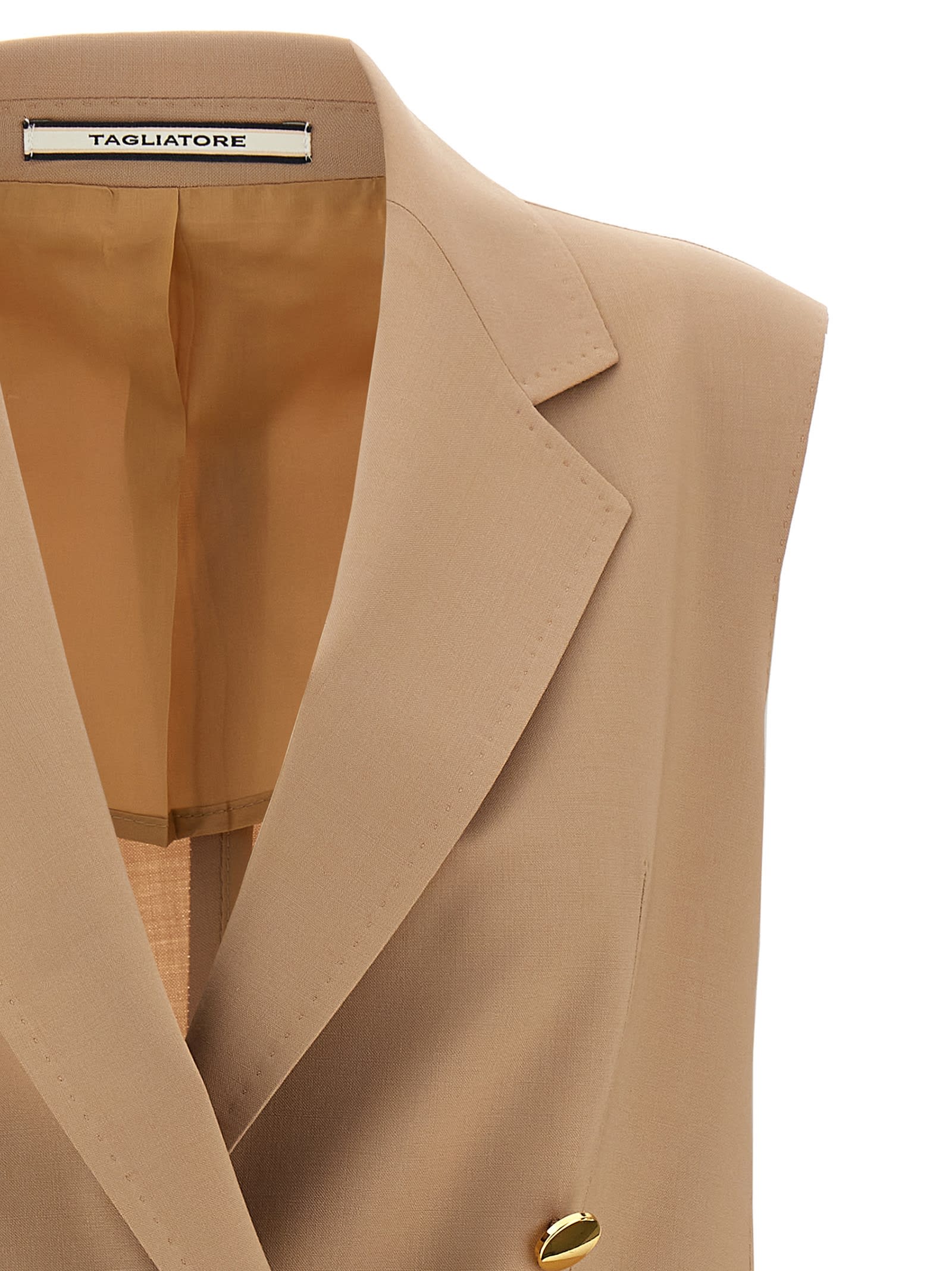 Tagliatore Bernice Double-breasted Sleeveless Blazer In Beige