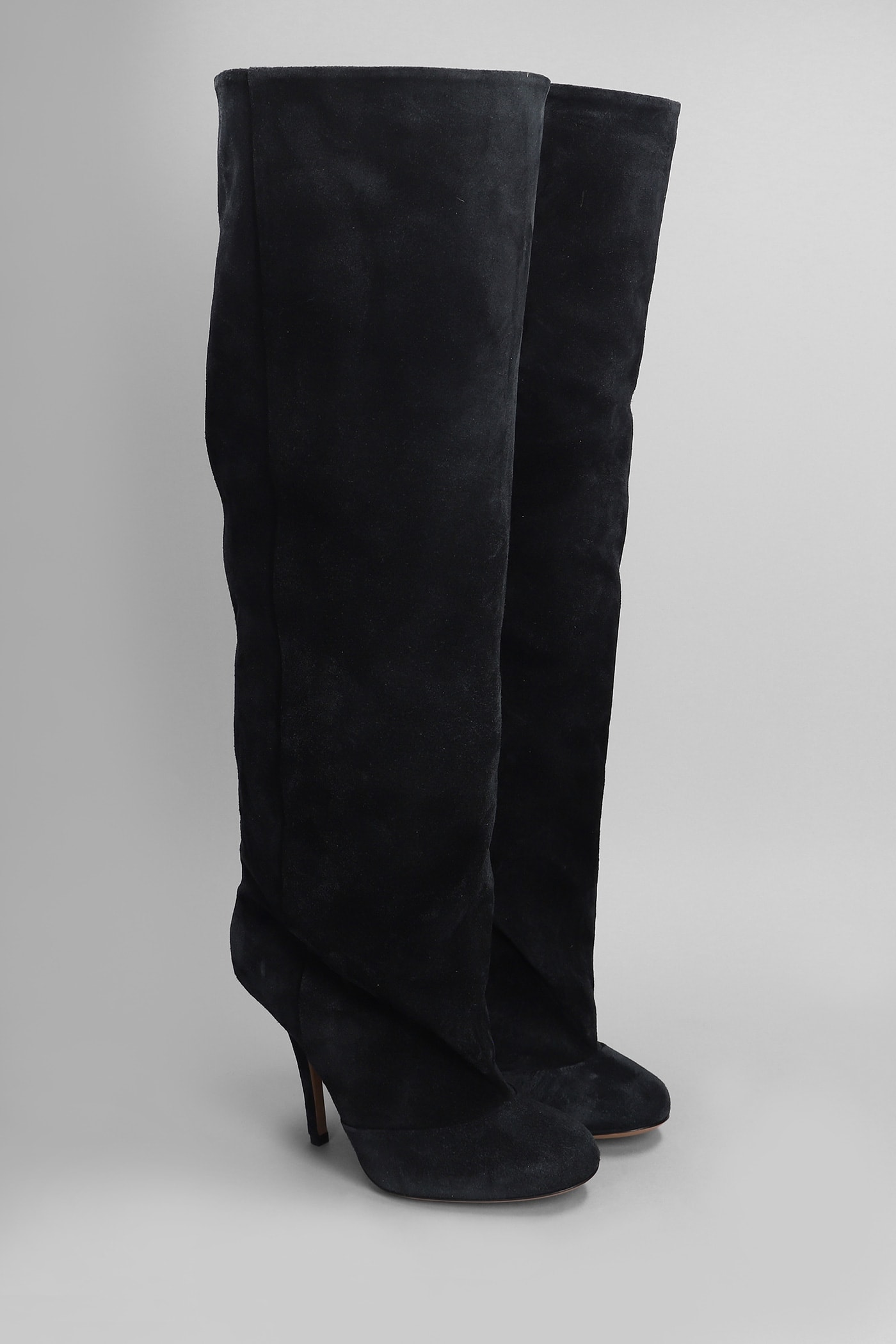 PARIS TEXAS ESTHER BOOT 105 HIGH HEELS BOOTS IN BLACK SUEDE 