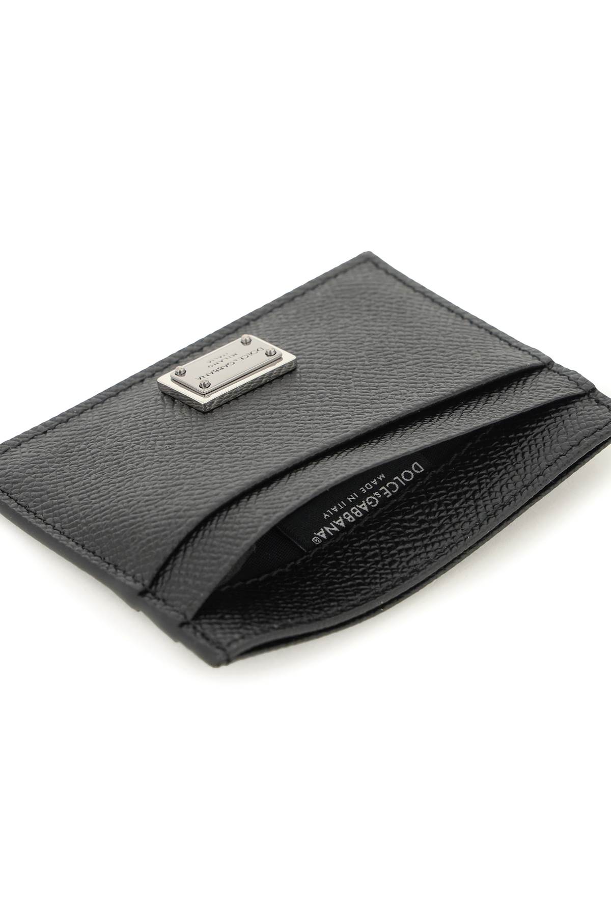 Dolce & Gabbana Calfskin Leather Card Holder In Black