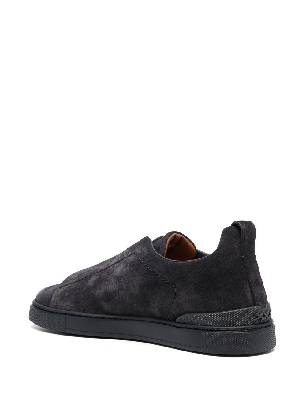 Shop Zegna Triple Stitch Low Top Sneakers In Blue