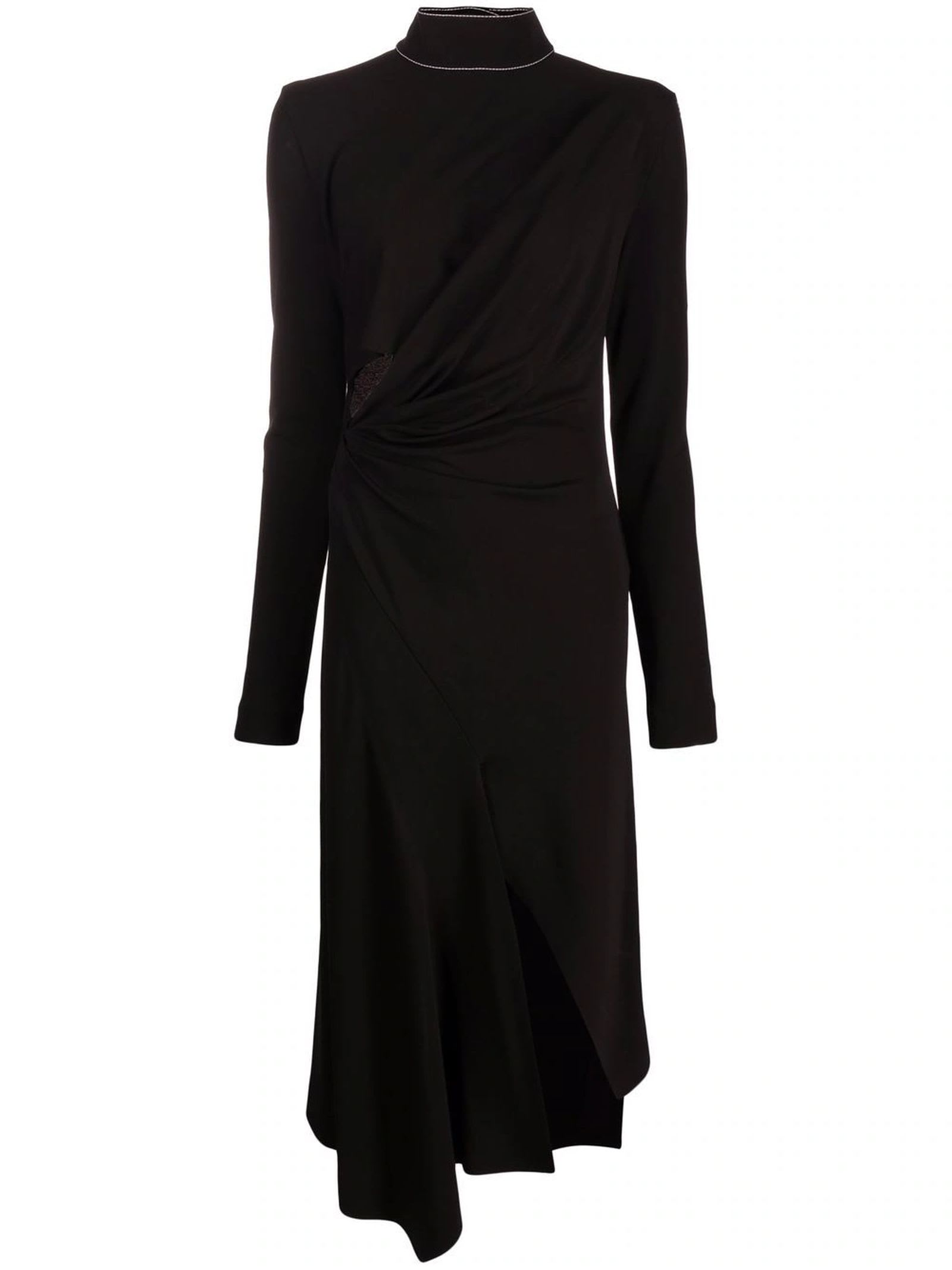 Off-White Black Cut-out Flared Midi Dress