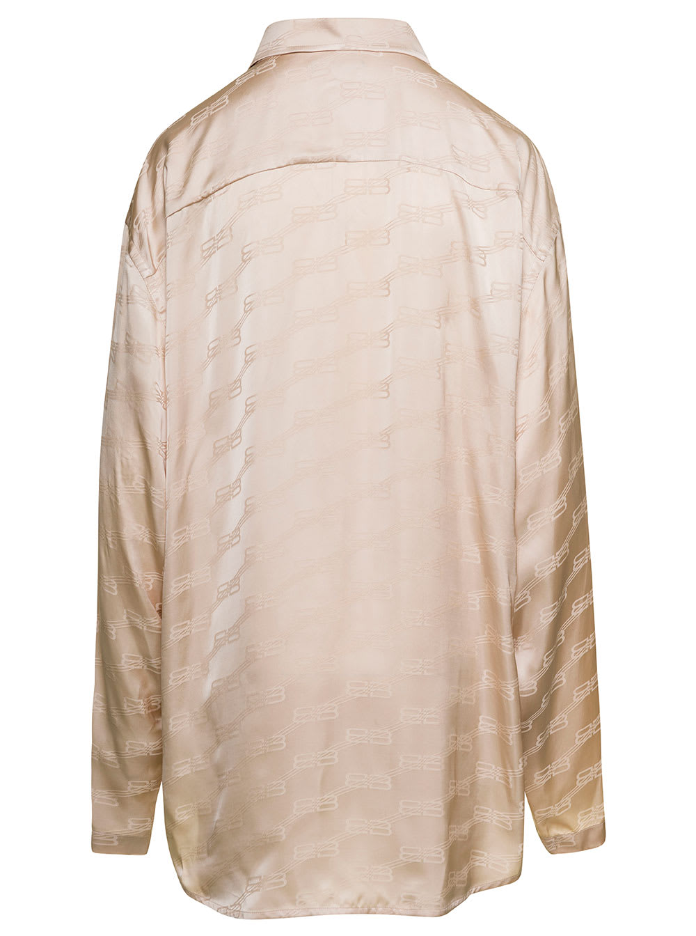 Shop Balenciaga Beige Shirt With Logo Pattern In Viscose Woman