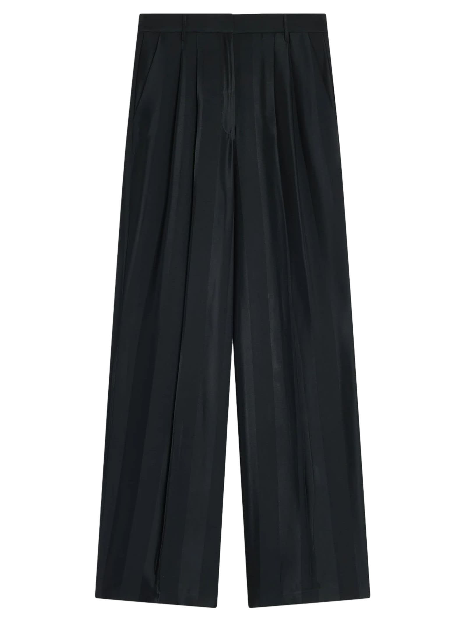 Shop Semicouture Barré Envers Satin Cady Palazzo Trousers In Black