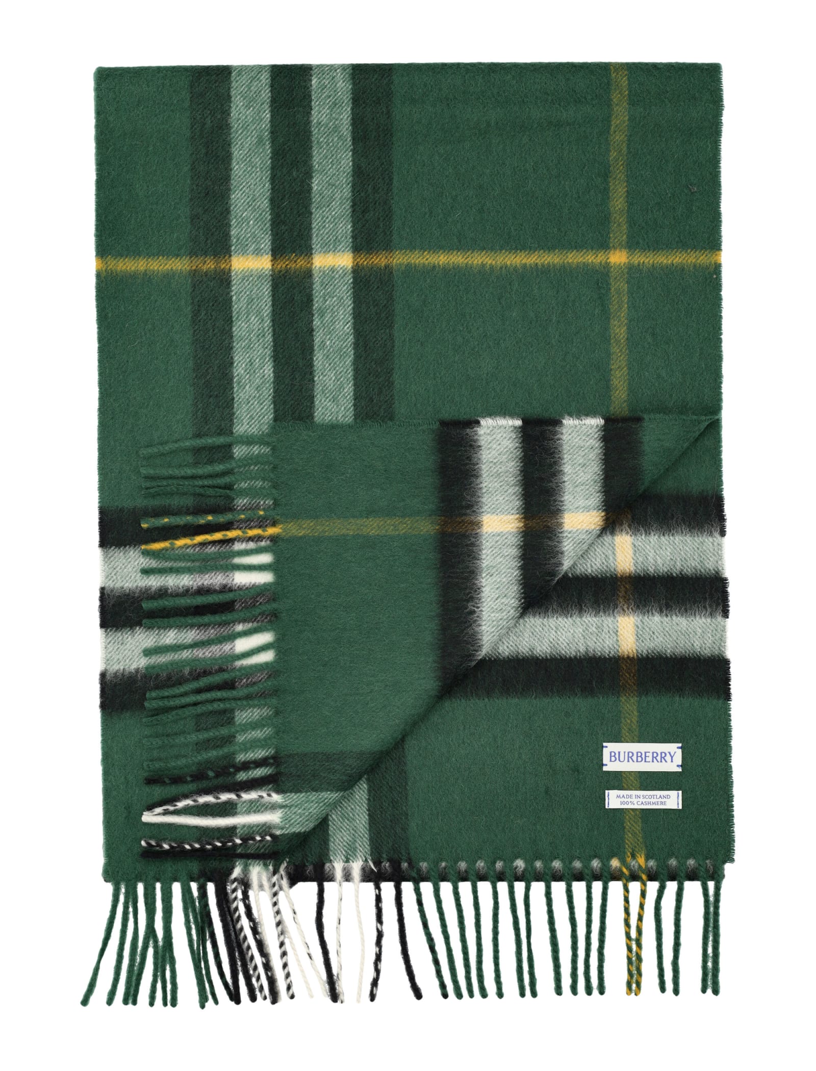 Shop Burberry Mu Giant Check Scarf In Dark Fern Green