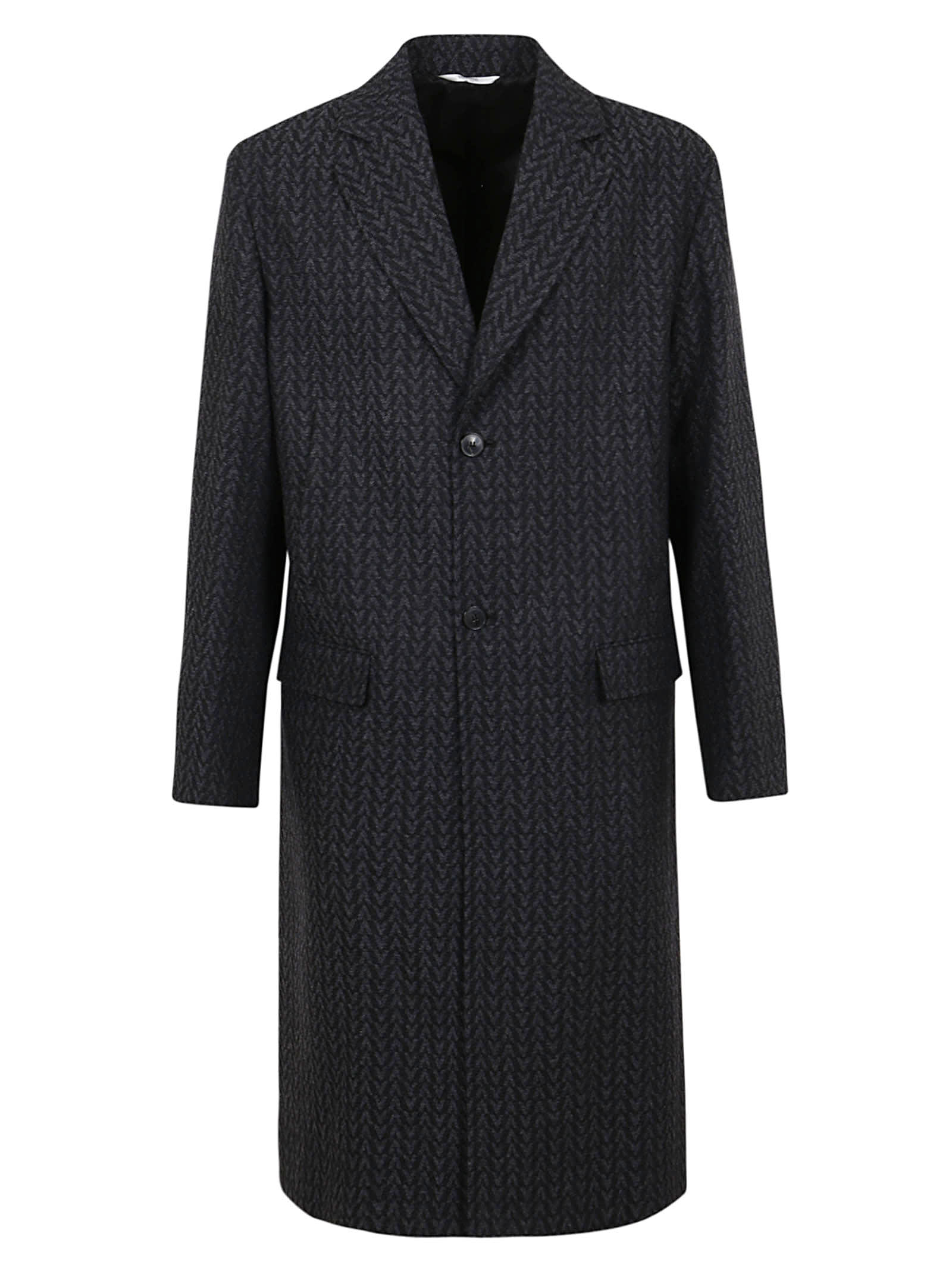Valentino Wool Coat With Optical Pattern