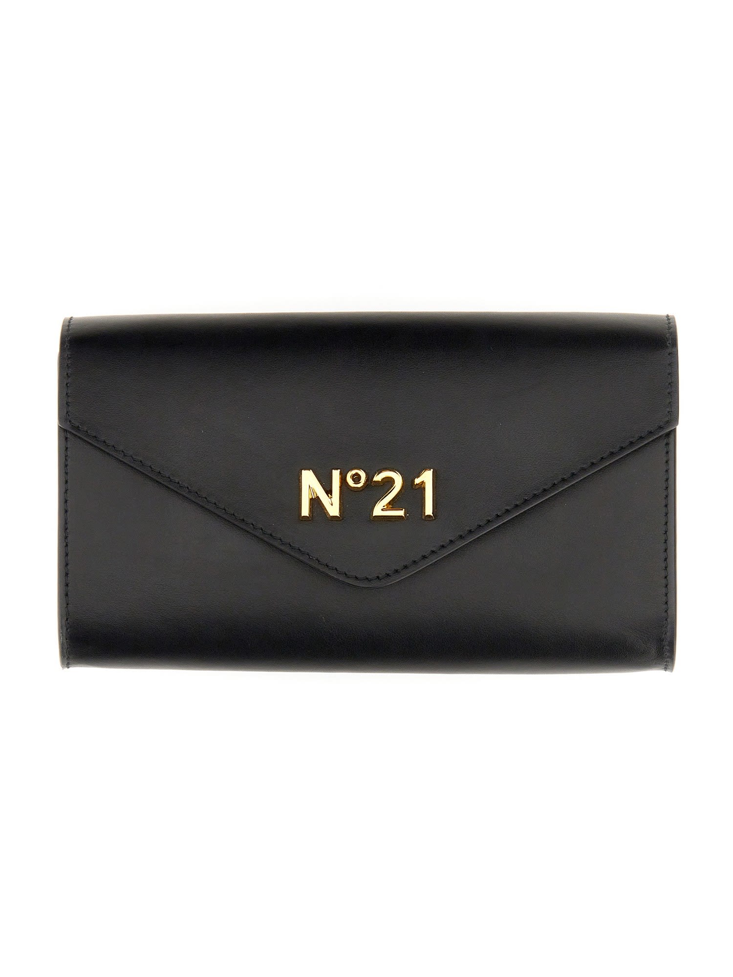 N°21 Wallet With Chain And Logo In Nero