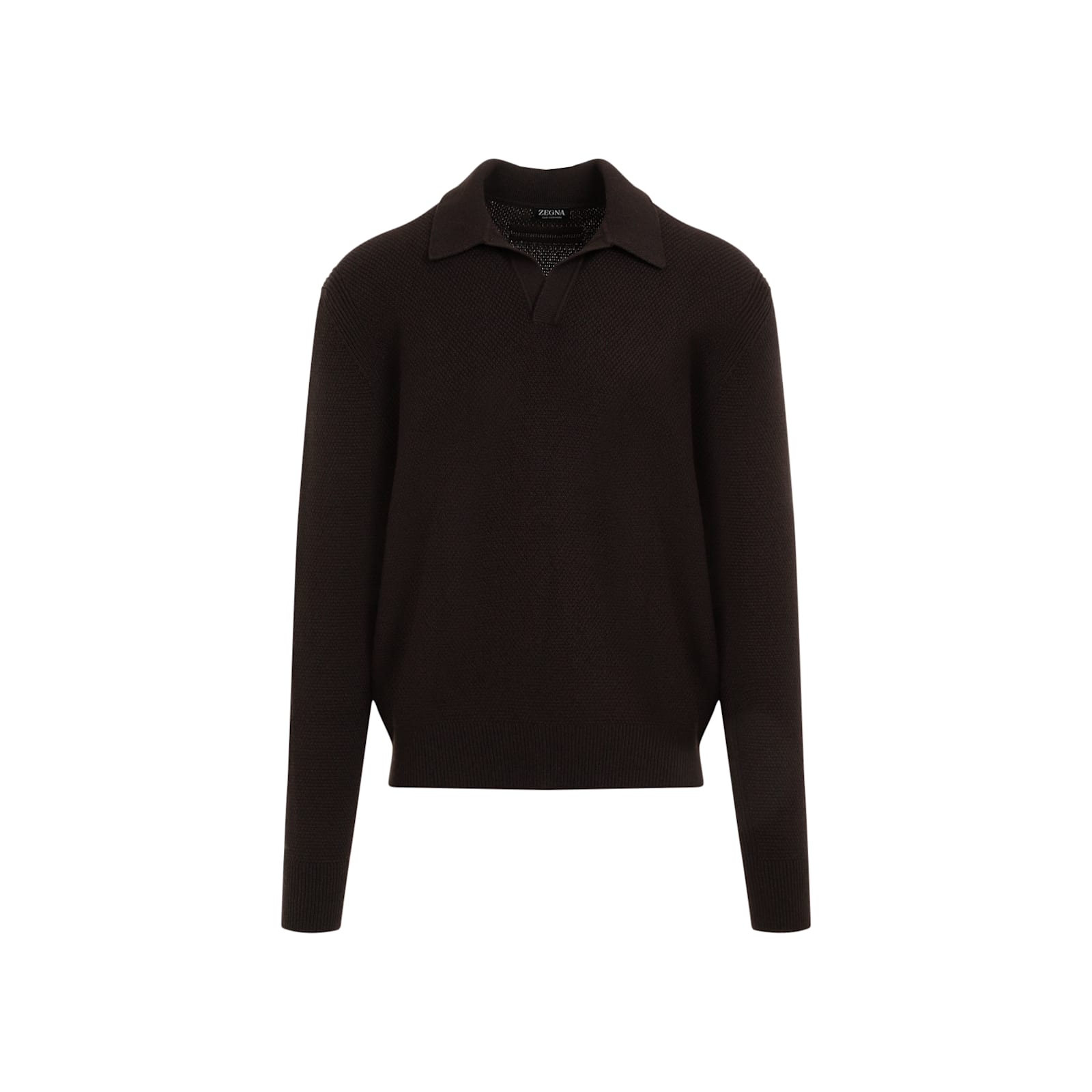 Shop Zegna Oasi Cachmere Polo In Marrone Scuro Unito