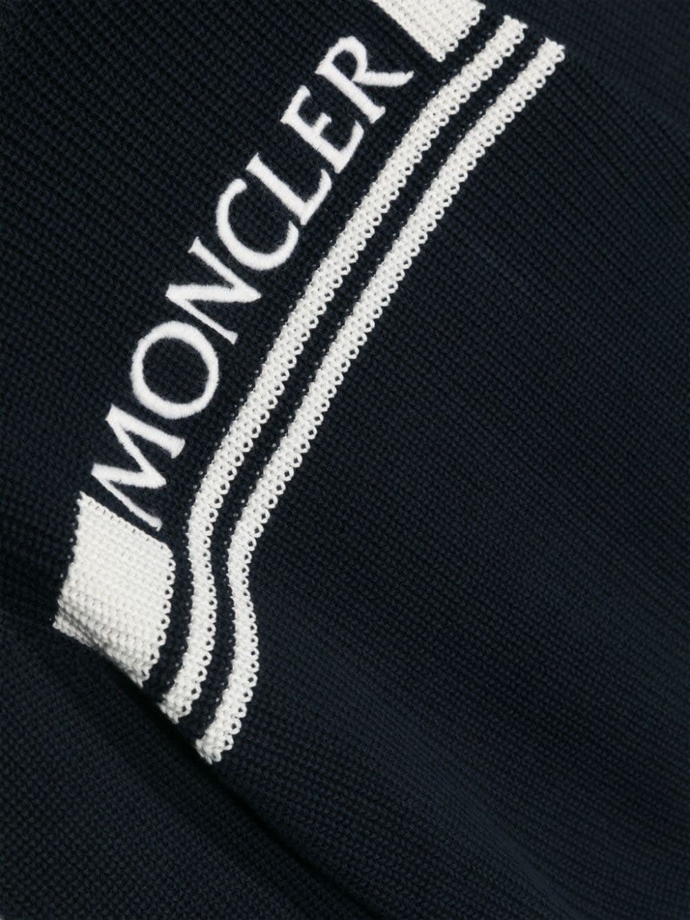 Shop Moncler Cotton Logo Sweater In Blue