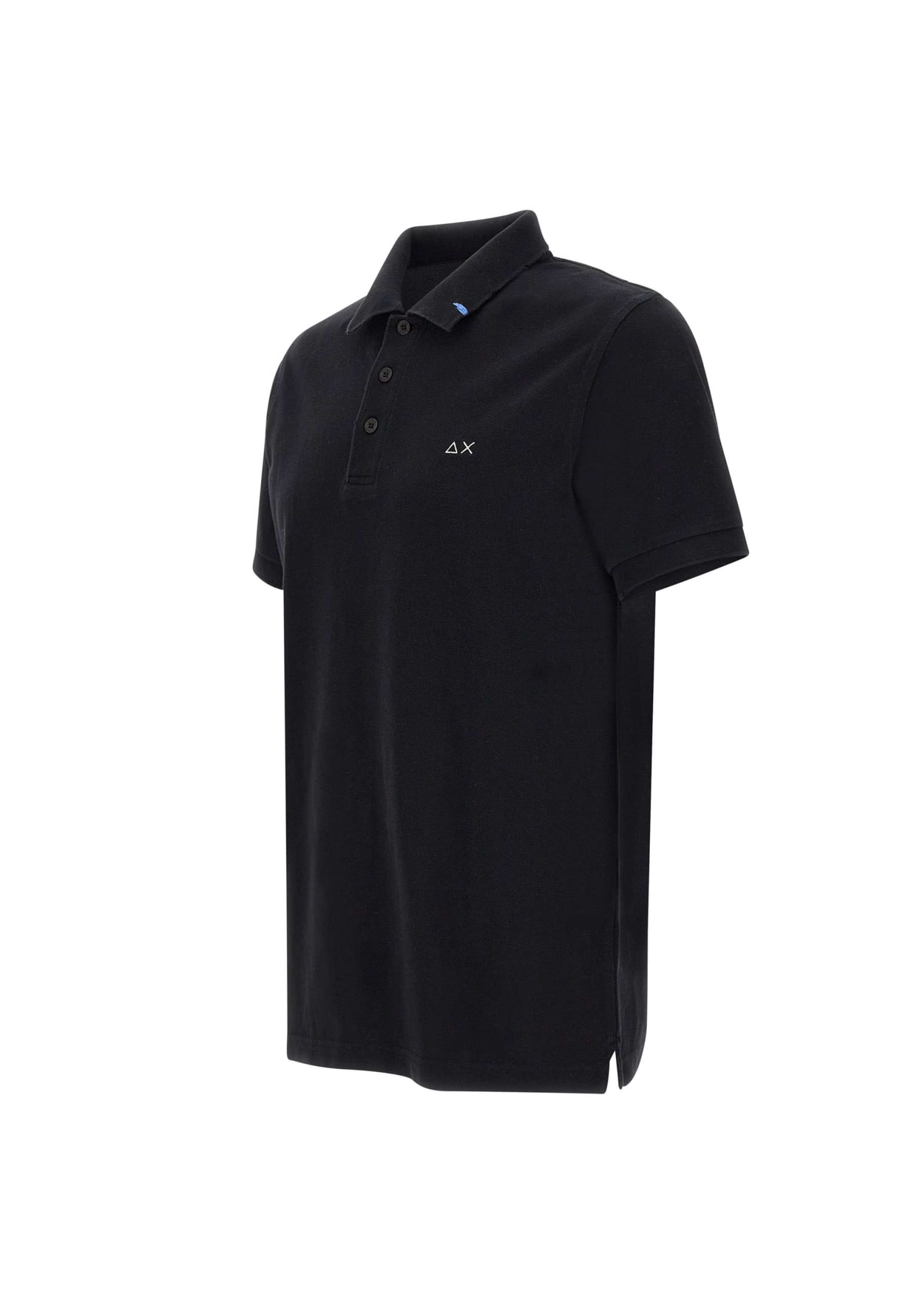 Shop Sun 68 Solid Cotton Polo Shirt In Black