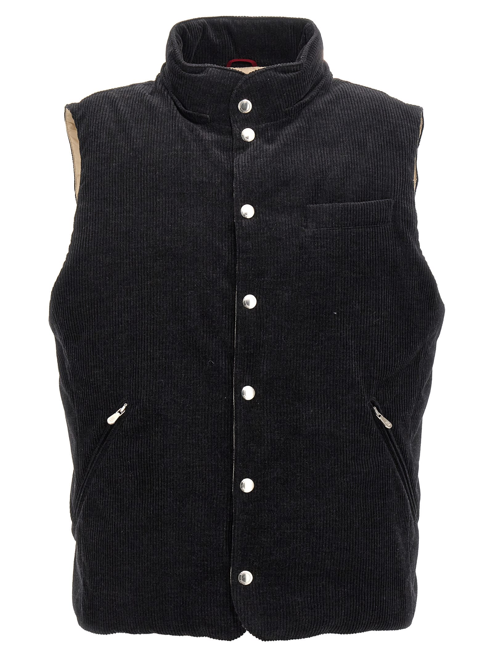 BRUNELLO CUCINELLI RIBBED VELVET VEST 