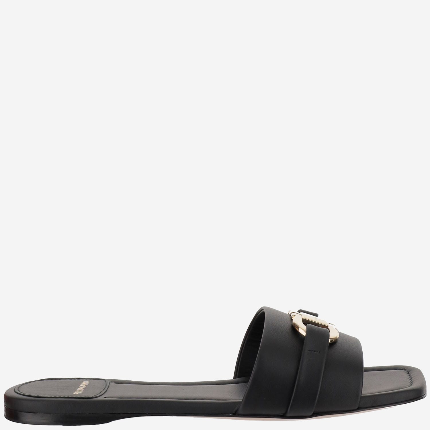 Leather Flat Sandals With Logo