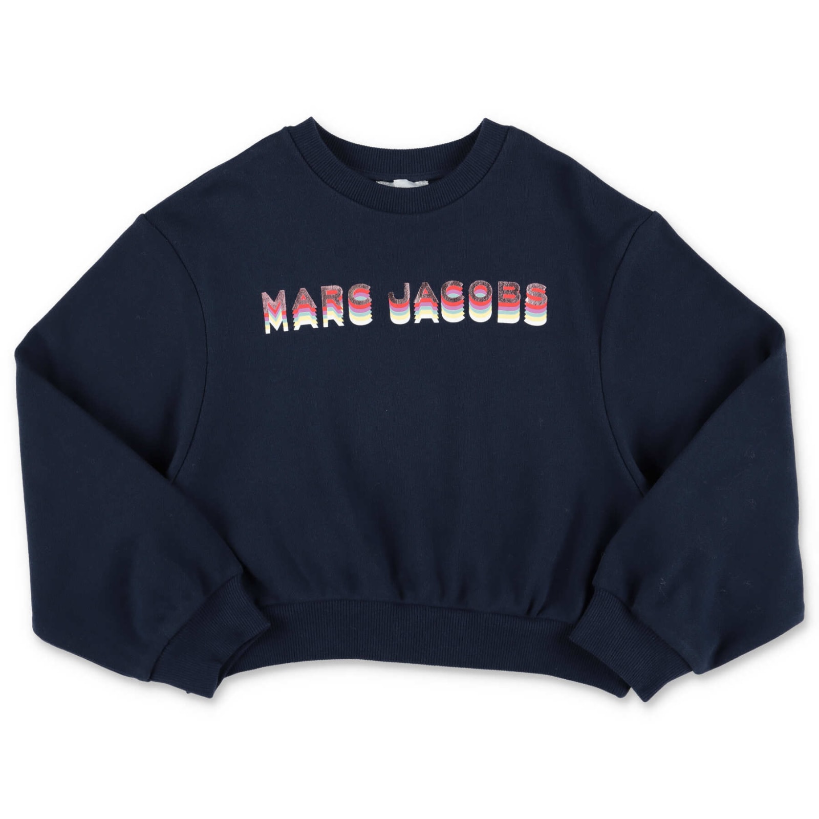 Little Marc Jacobs Marc Jacobs Felpa Crop Blu Navy In Cotone