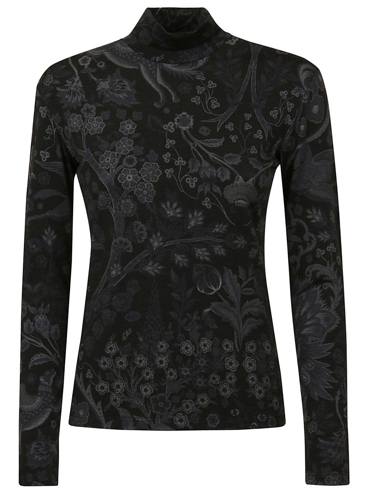 Etro High-neck Floral Printed Knitted Top