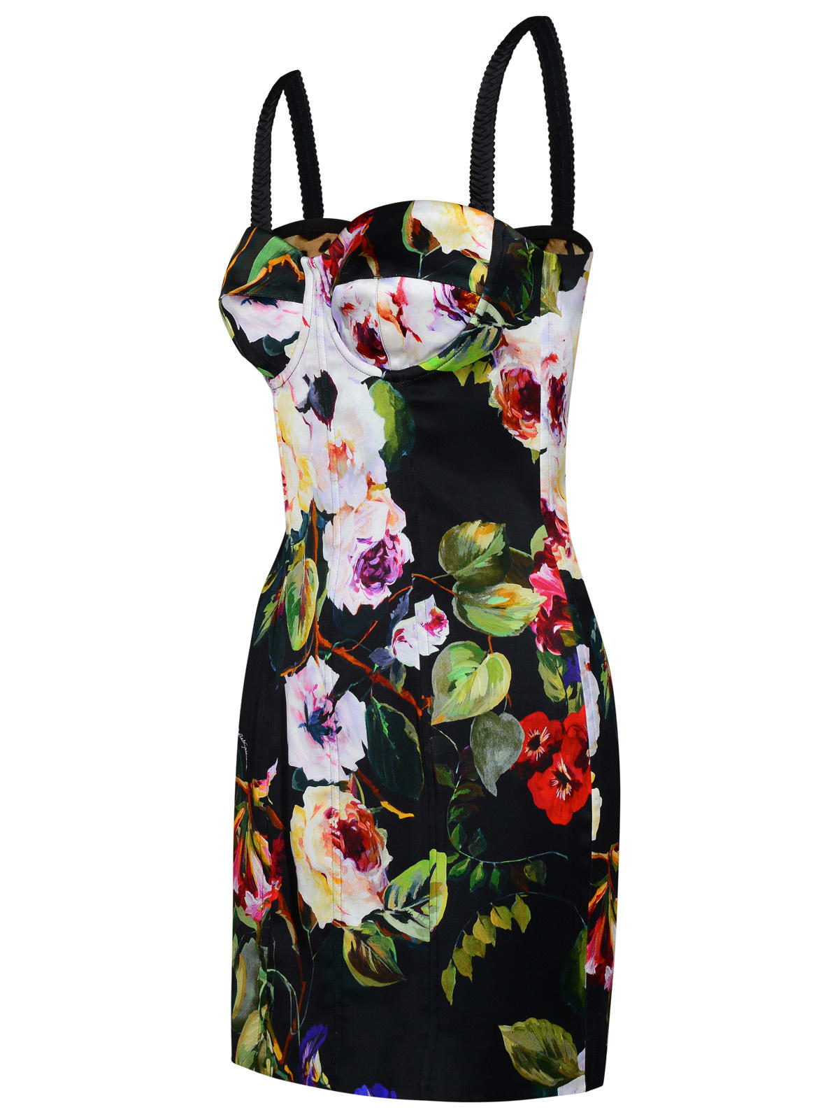 Shop Dolce & Gabbana Two-tone Silk Blend Dress In Roseto Fdo Nero