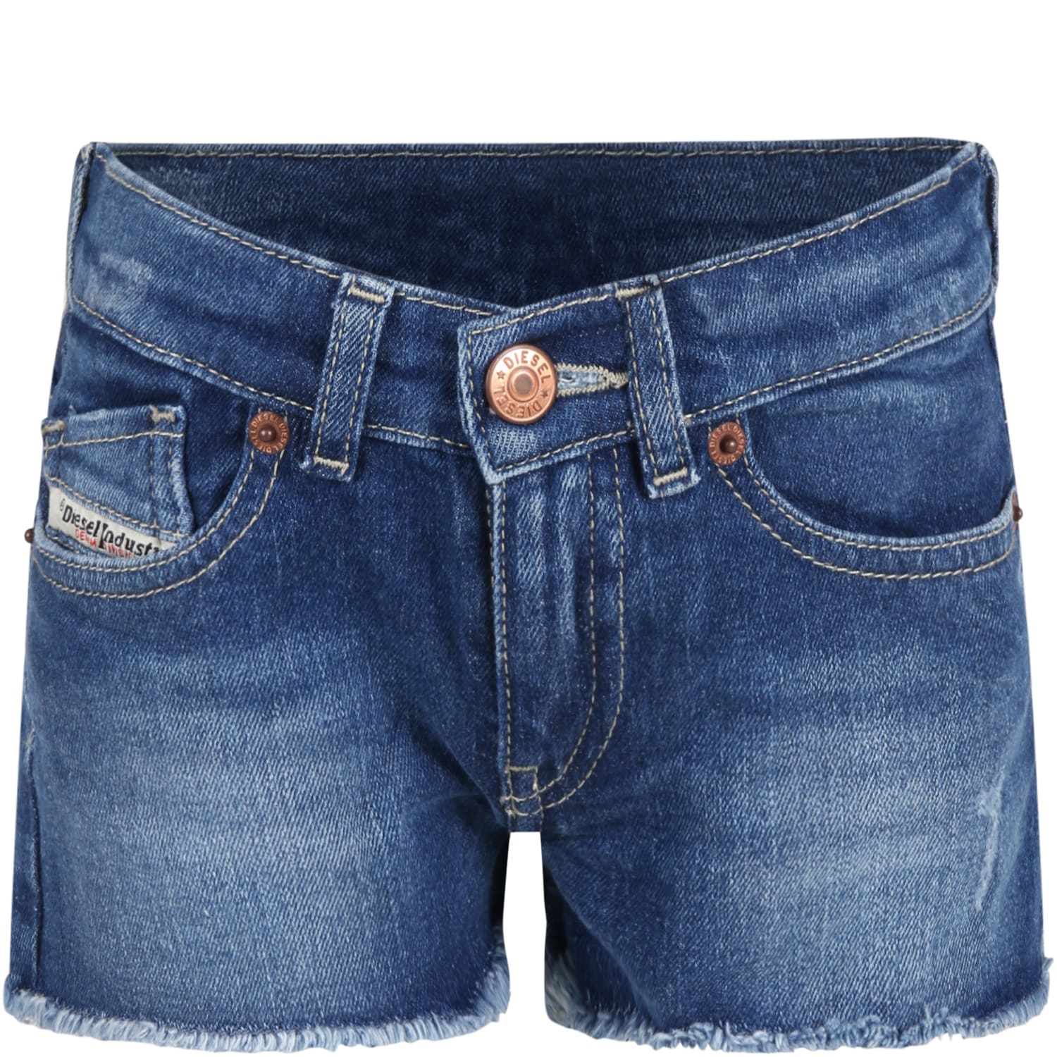 Diesel Blue Shorts For Girl With Logo