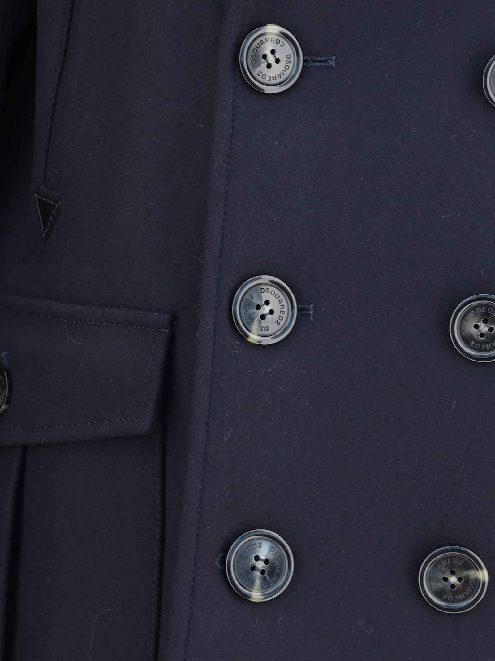 Dsquared2 Felted Wool Peacoat In Blue
