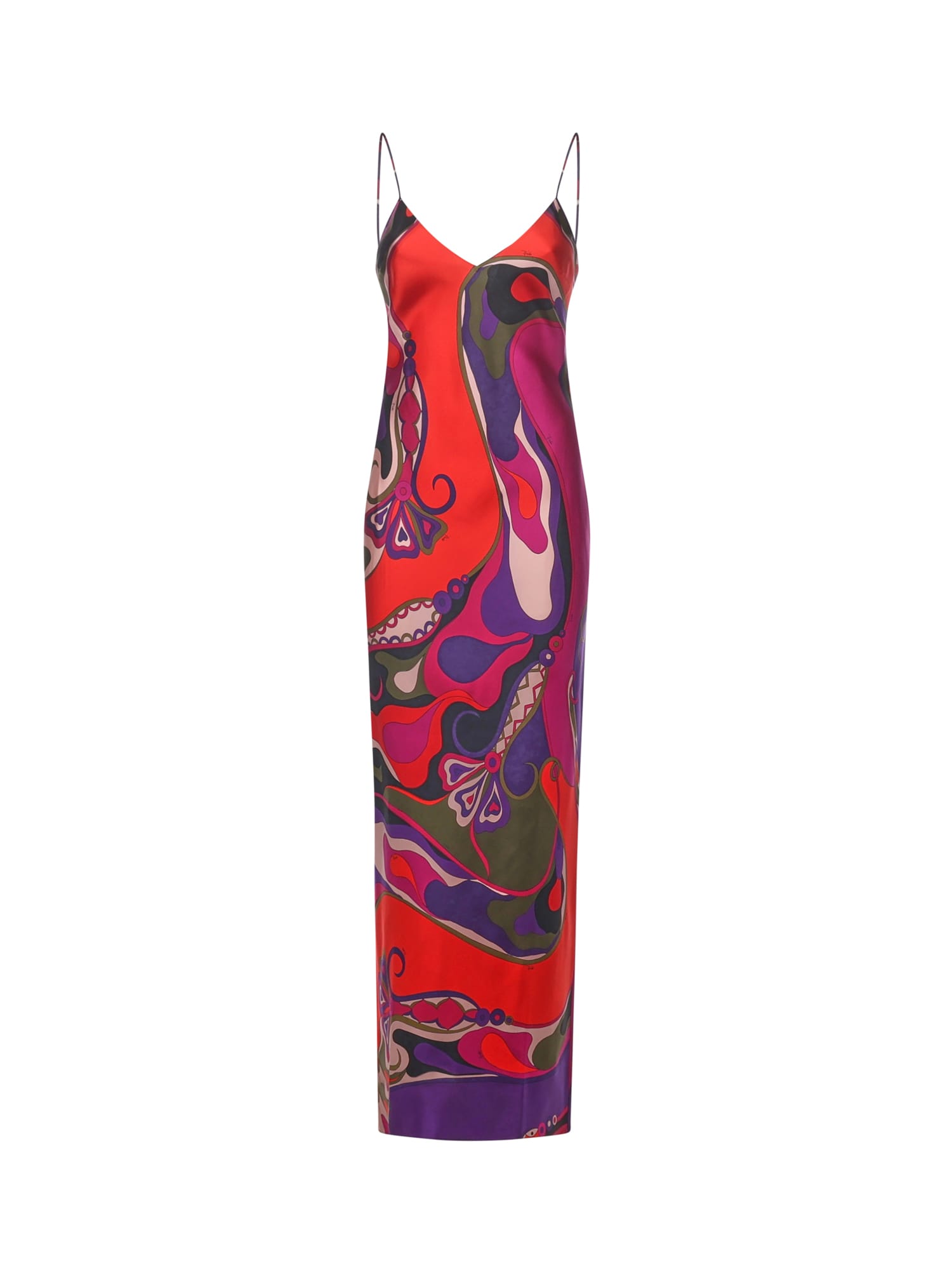 Pucci Orchidee-print Cape-detail Maxi Dress In Multi