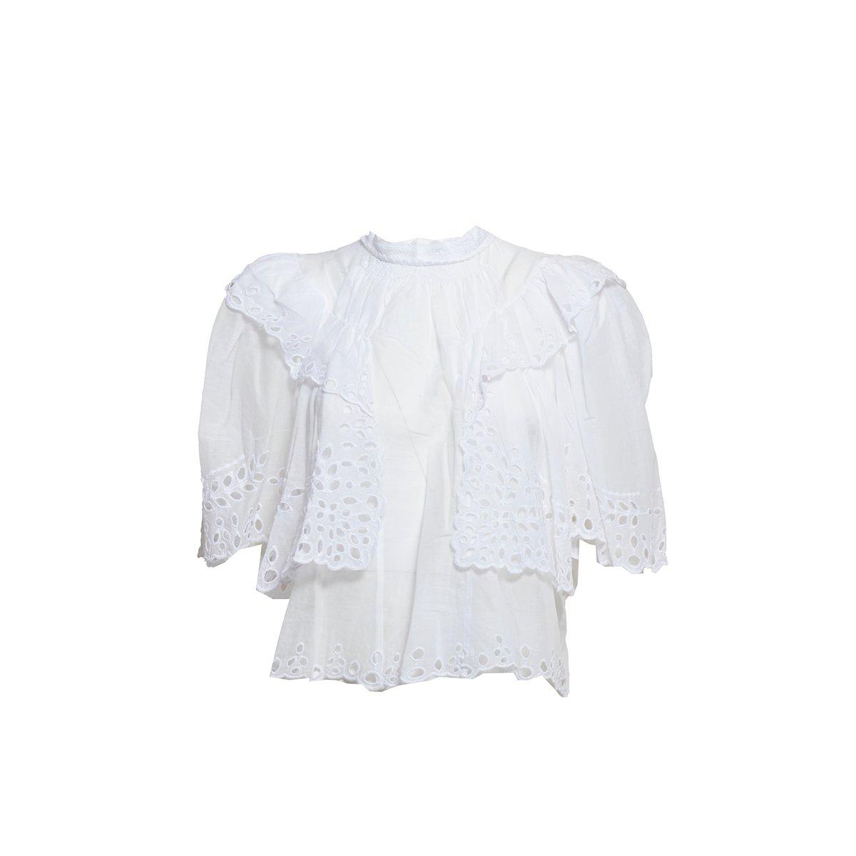 MARANT ETOILE KATIA BRODERIE-ANGLAISE RUFFLED TOP