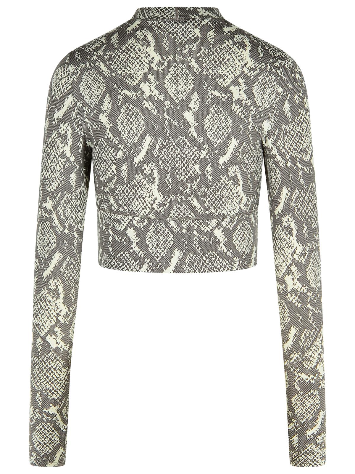 Adidas By Stella Mccartney Cropped Snake-print Stretch Recycled Top In Gray