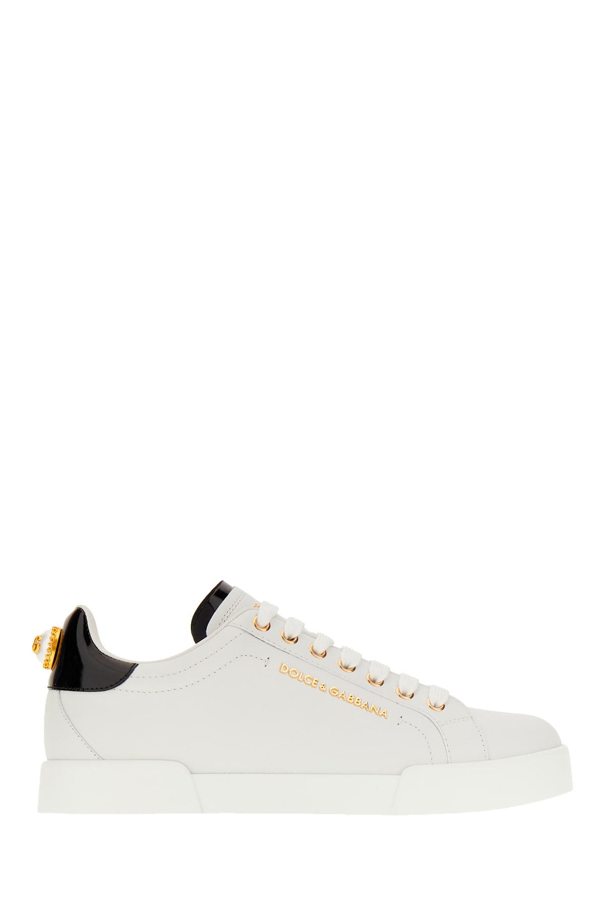 Shop Dolce & Gabbana White Nappa Leather Portofino Sneakers In Bianco