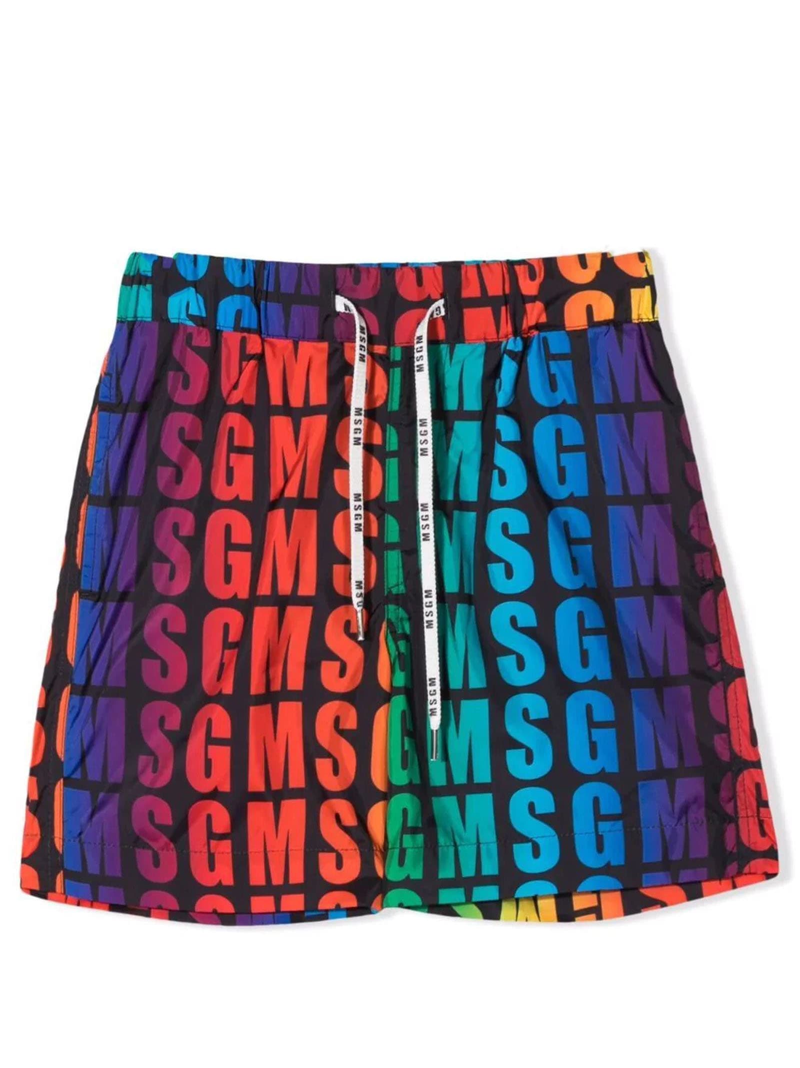 MSGM Black Polyester Shorts