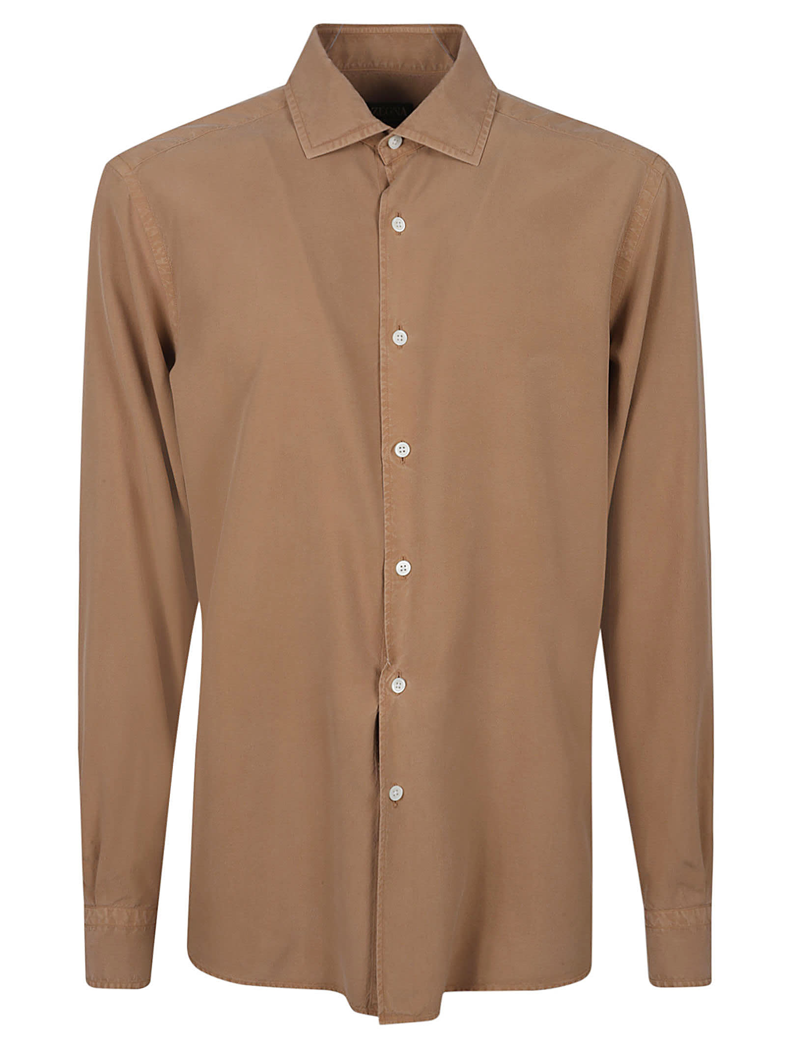 Zegna Garment Dyed Shirt In Brown
