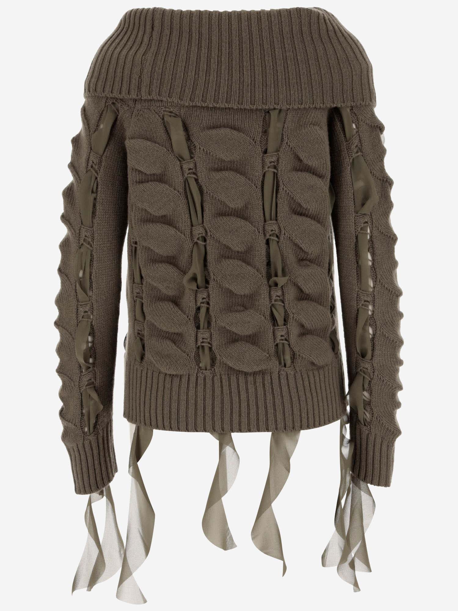 Shop Blumarine Wool Sweater With Ruffles