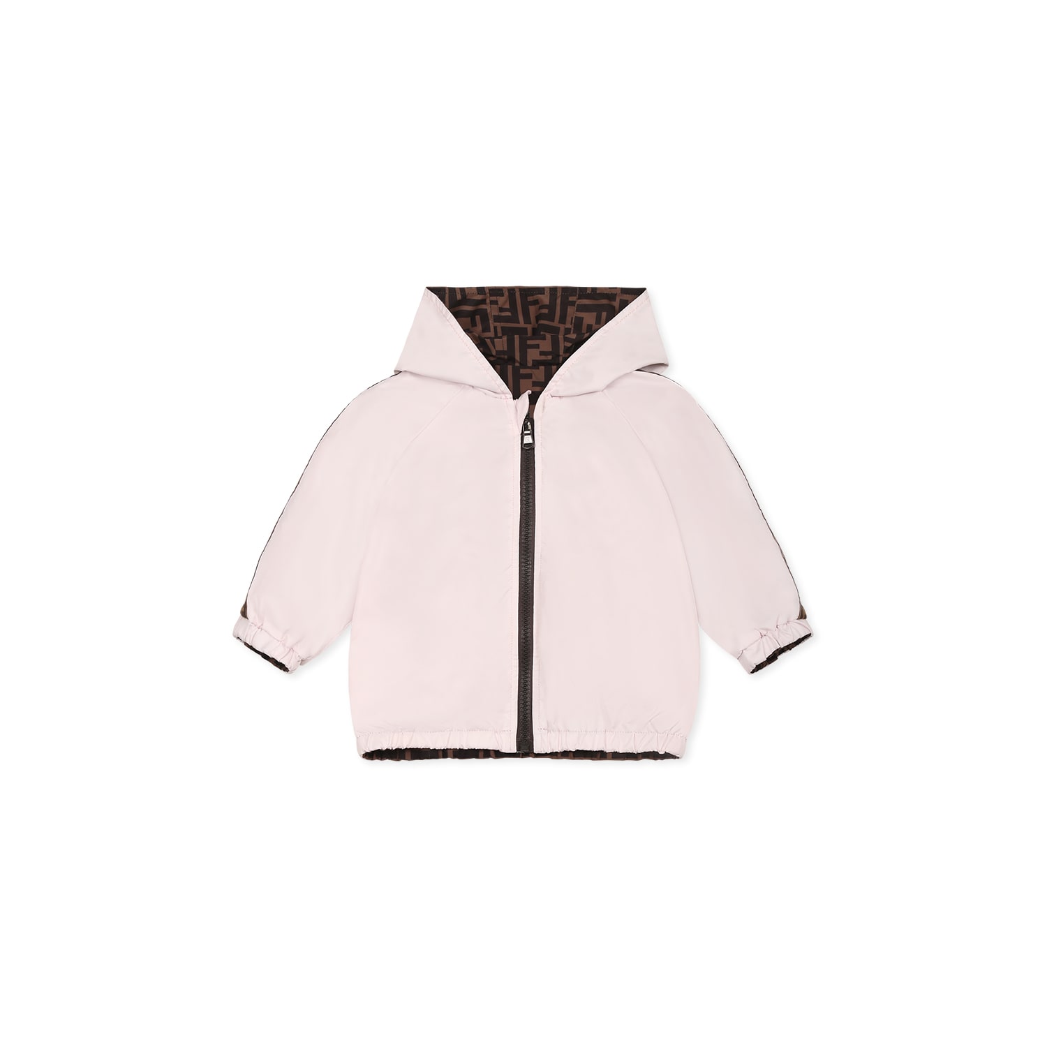 Fendi Pink Windbreaker Jacket For Baby Girl With Ff In Pink