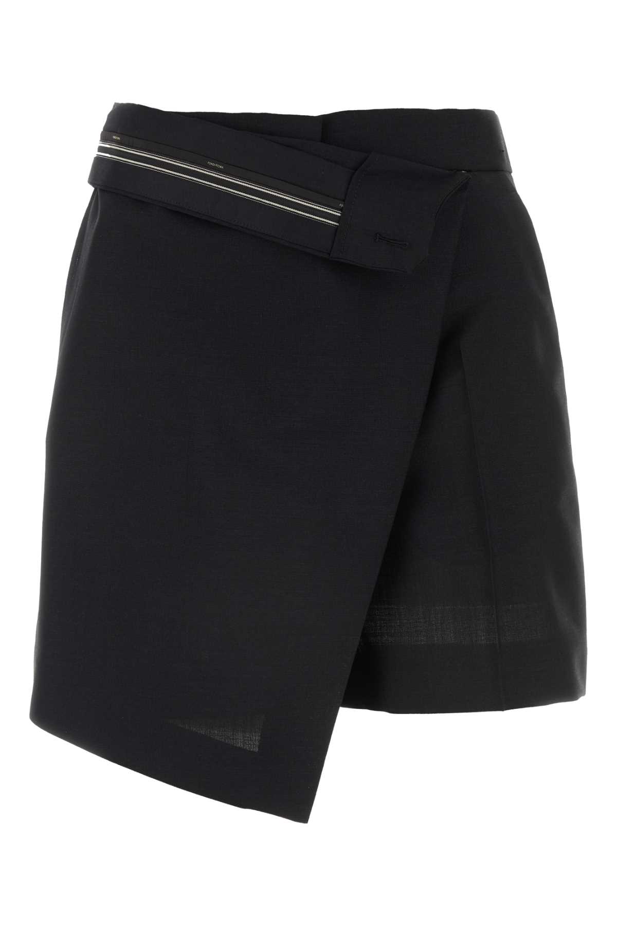 Shop Fendi Black Mohair Blend Shorts
