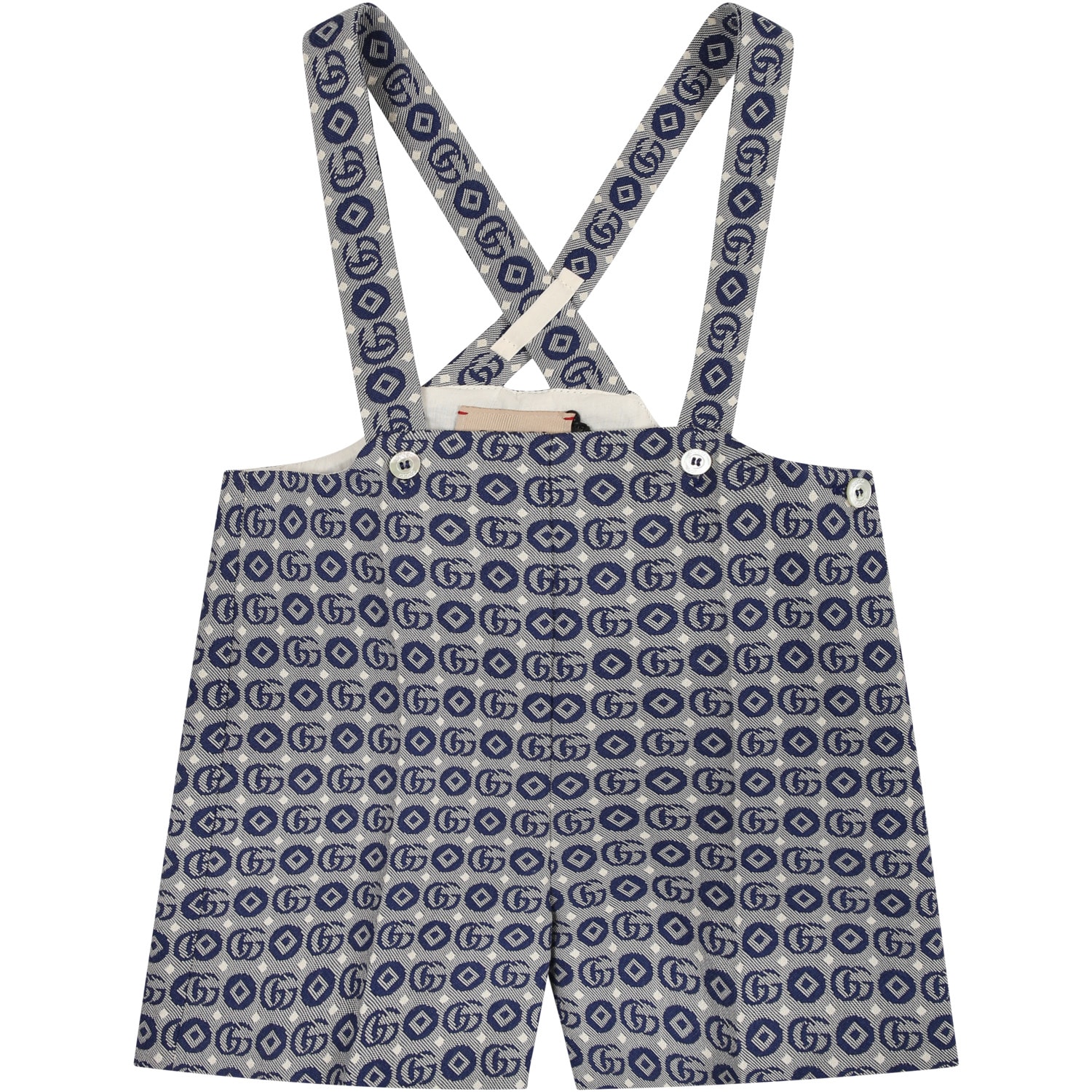 Gucci Kids' Blue Shorts For Baby Boy With Geometric Pattern And All-over Gg