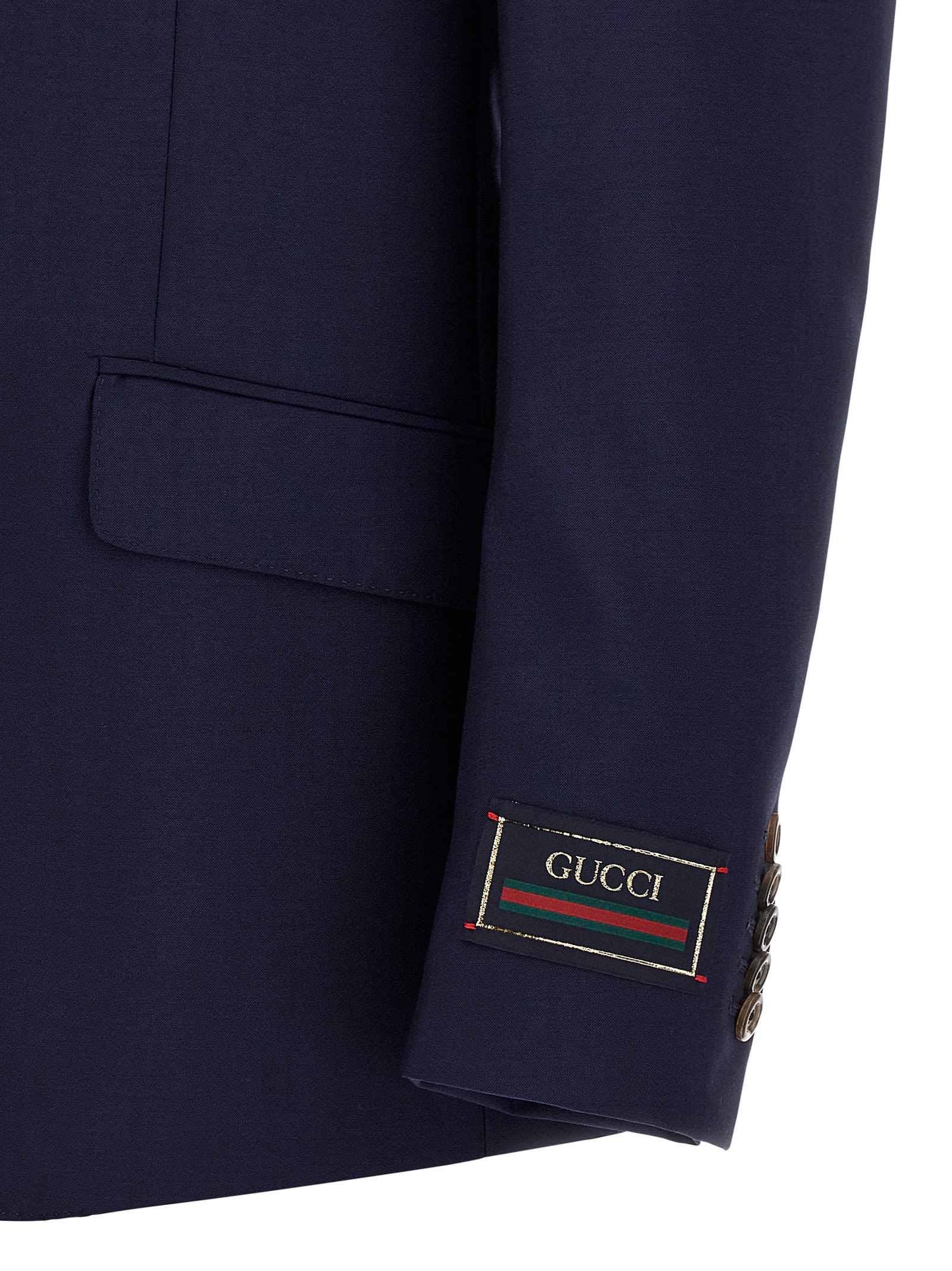 Gucci Tailored Blazer With Front Pockets And Notch Lapel In Blue