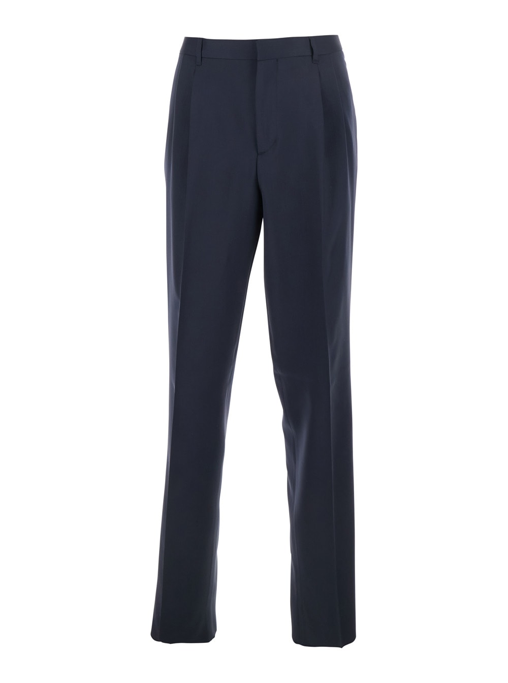 Lardini Blue Tailored Trousers With Double Pence In Virgin Wool Man In Blu