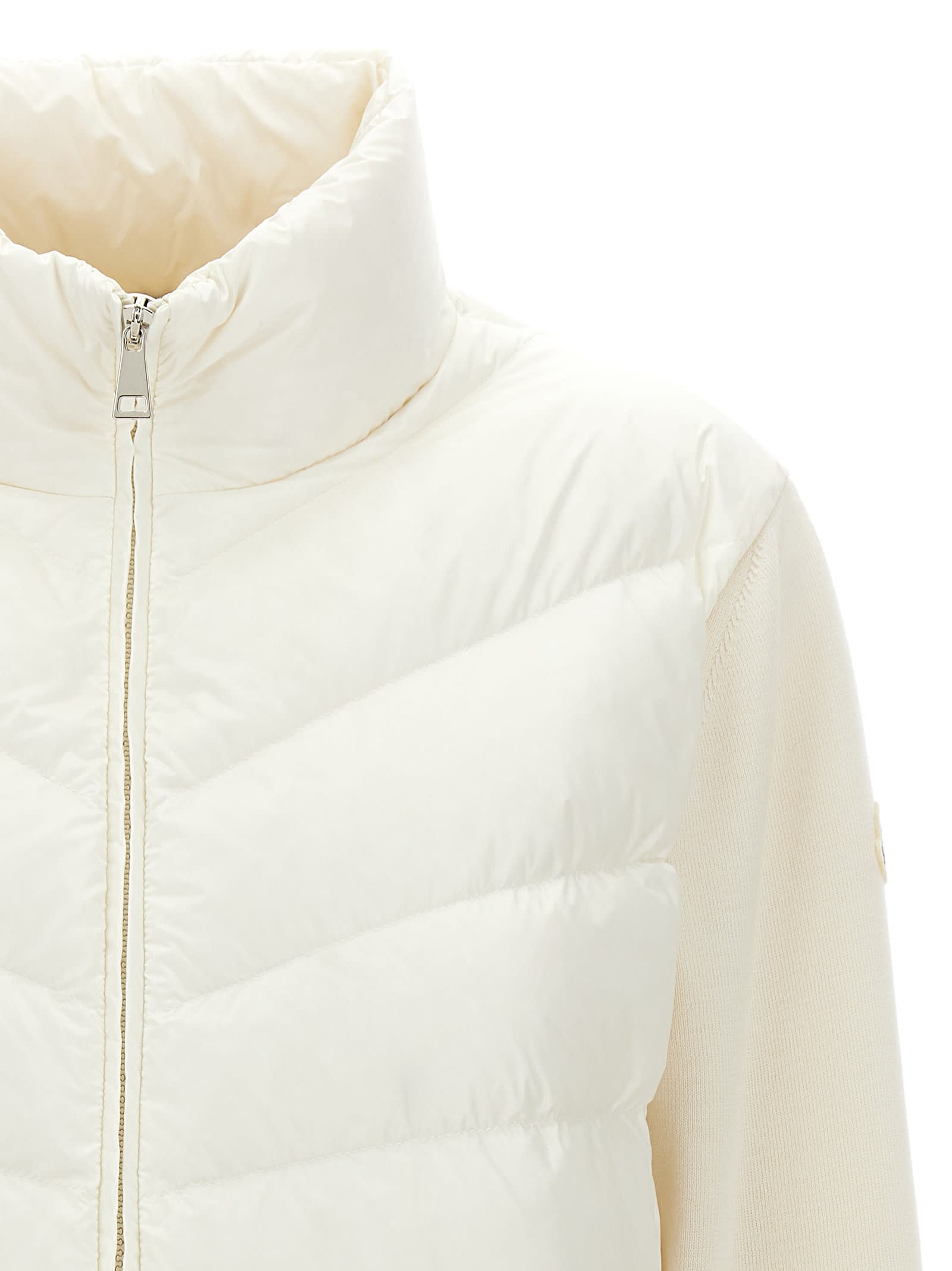 Moncler Wool Sleeve Insert Down Jacket In White