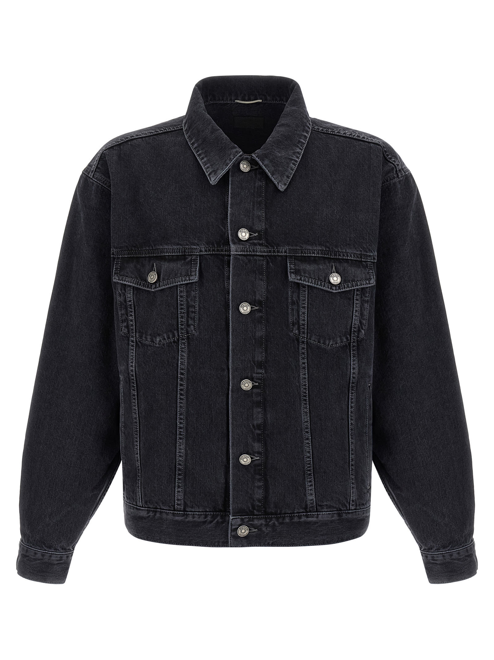 Saint Laurent Trucker Puffer Jackets Black In Black