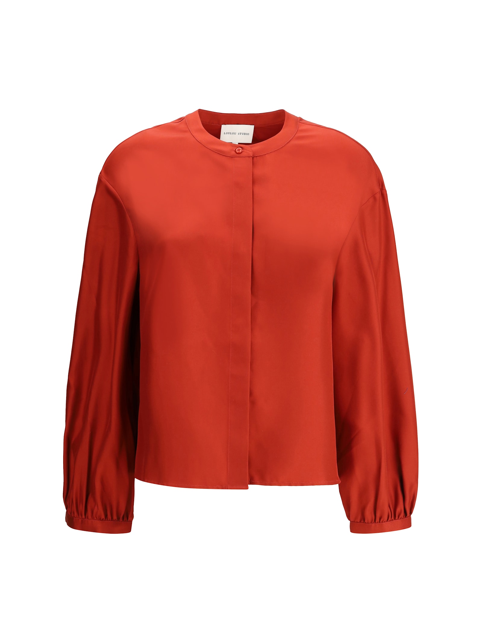 Shop Loulou Studio Lea Satin Shirt In Tomato