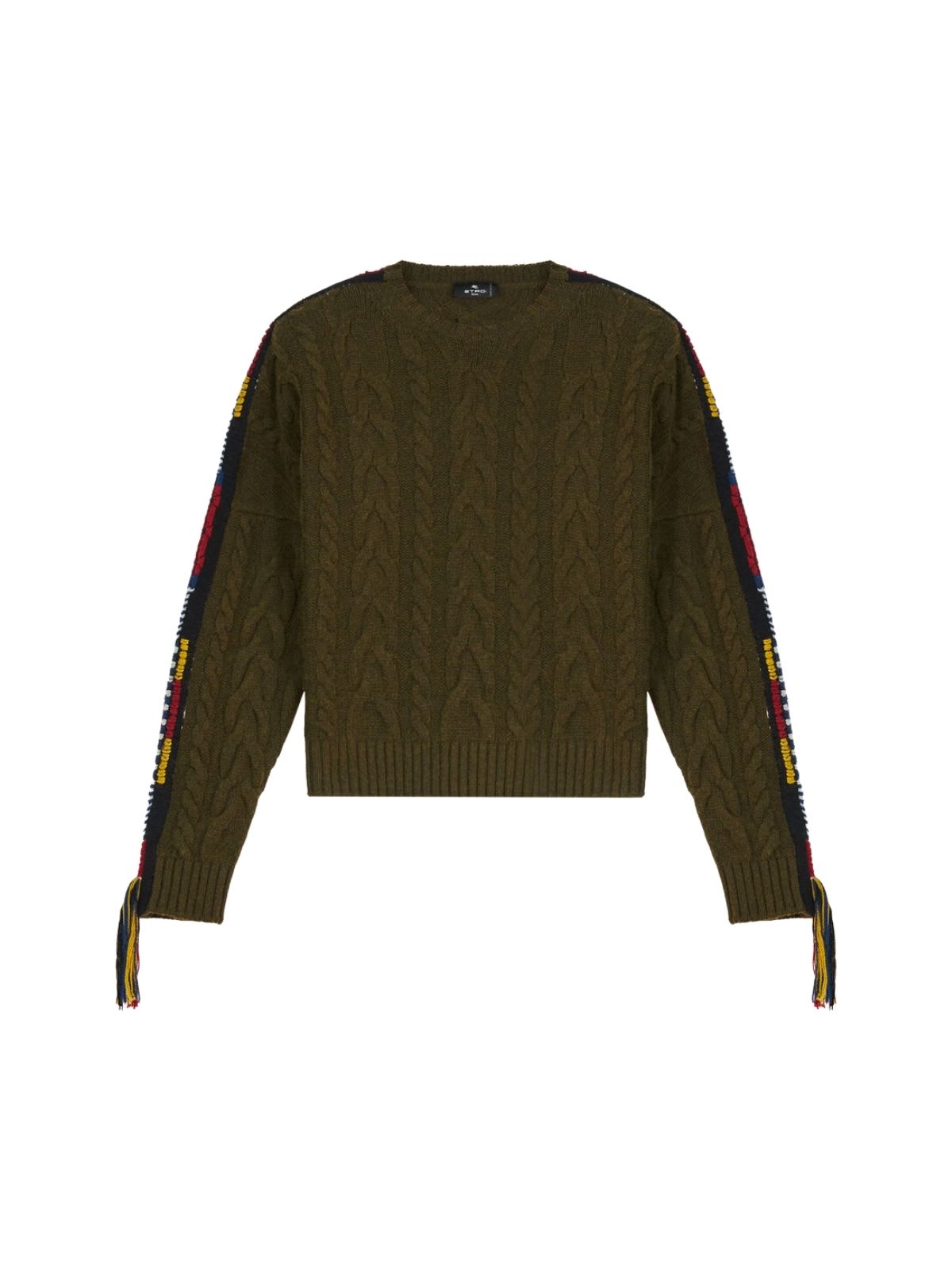 Etro palm springs crew neck sweater w/braids