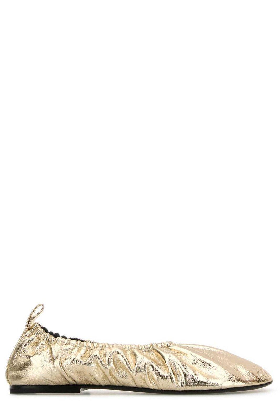 Shop Jil Sander Exaggerated Round Toe Ballerinas