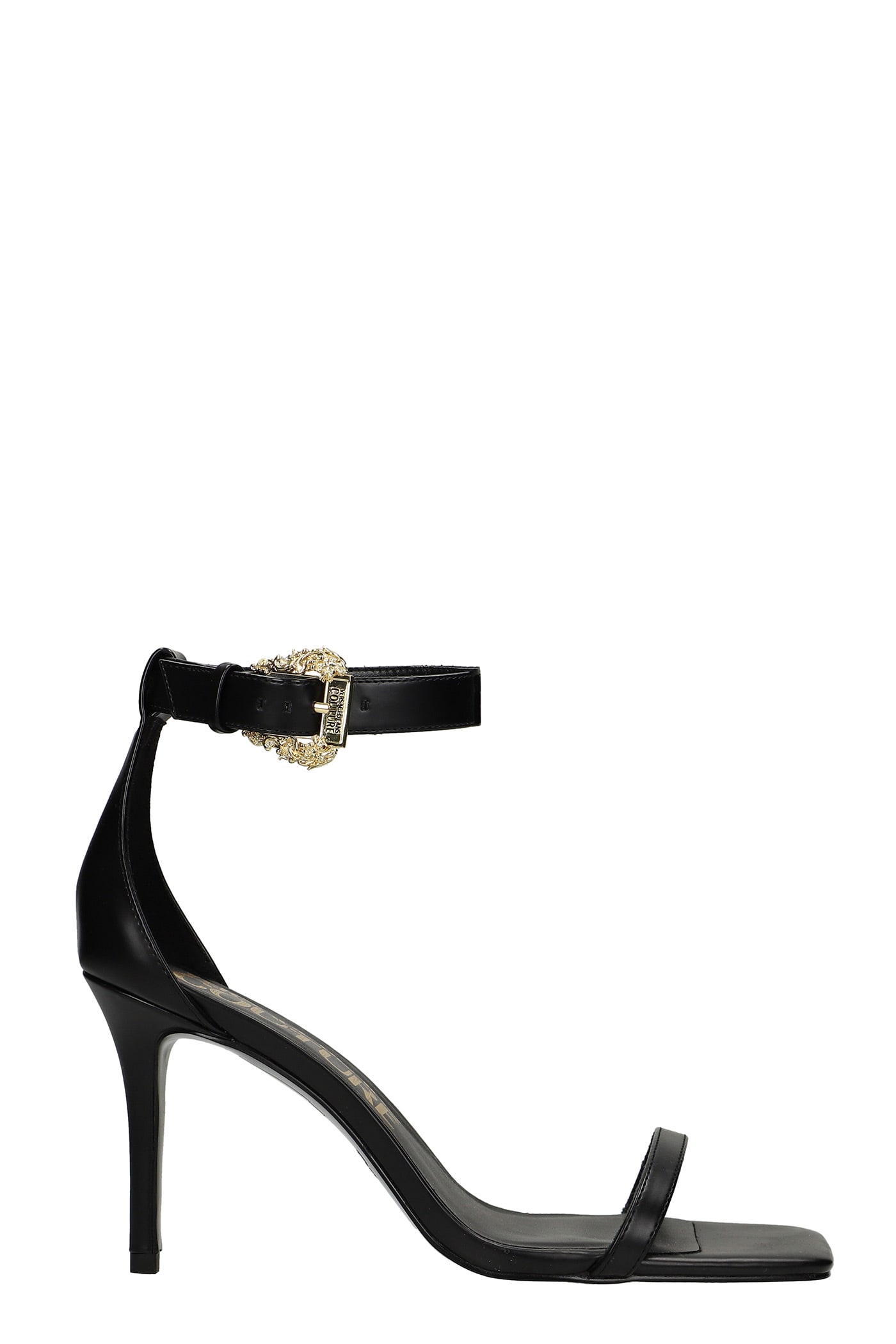 Versace Jeans Couture Sandals In Black Synthetic Fibers