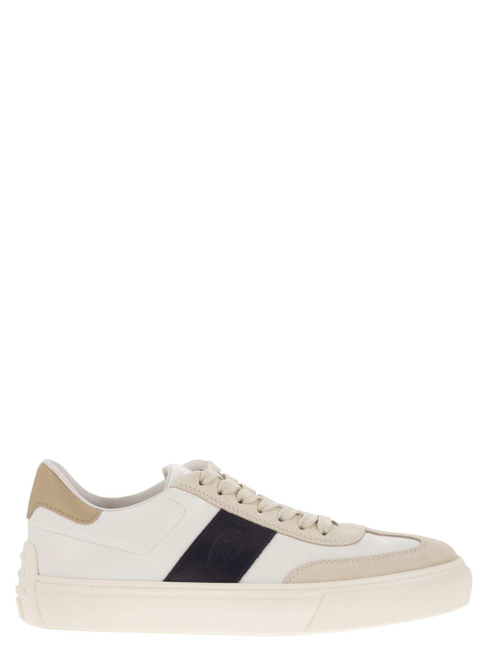 Shop Tod's Leather Sneakers In Milk