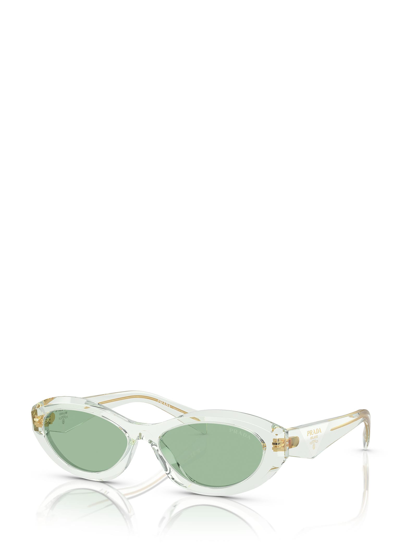 Shop Prada Pr 26zs Transparent Mint Sunglasses