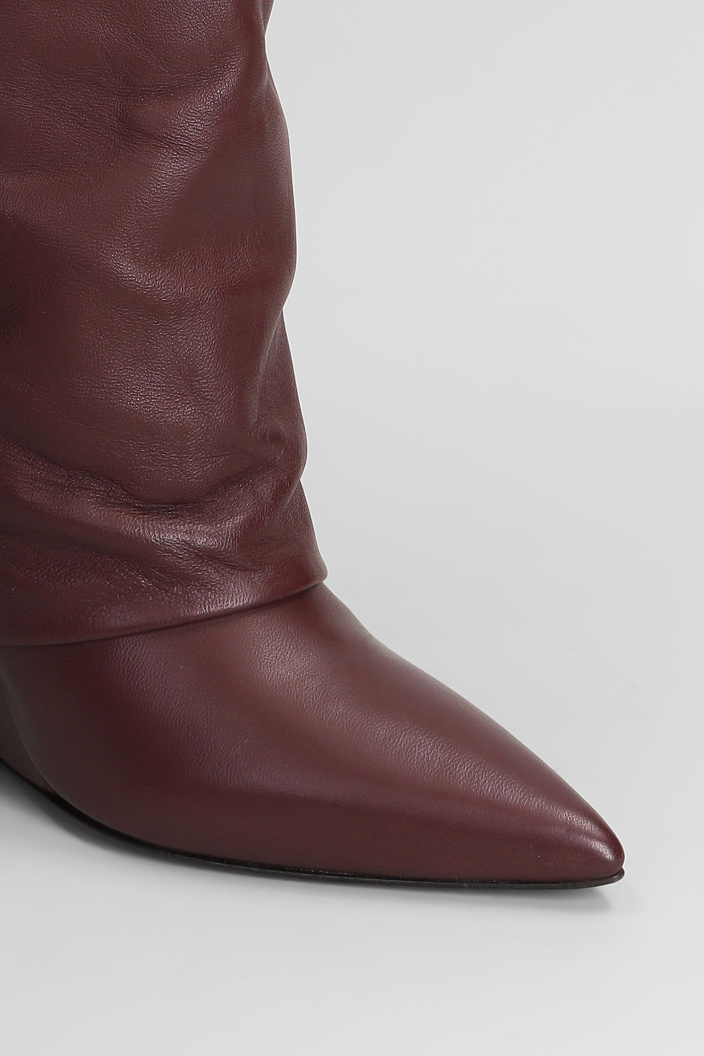 The Seller High Heels Ankle Boots In Bordeaux Leather In Burgundy