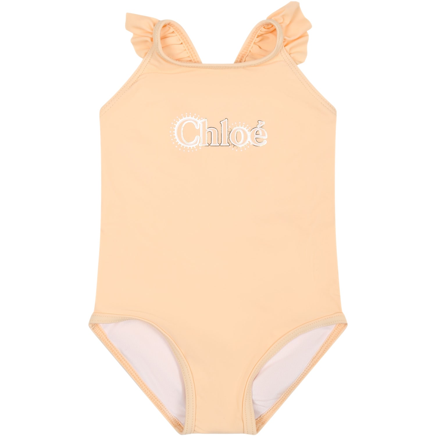 CHLOÉ PINK SWIMSUIT FOR BABY GIRL WITH LOGO
