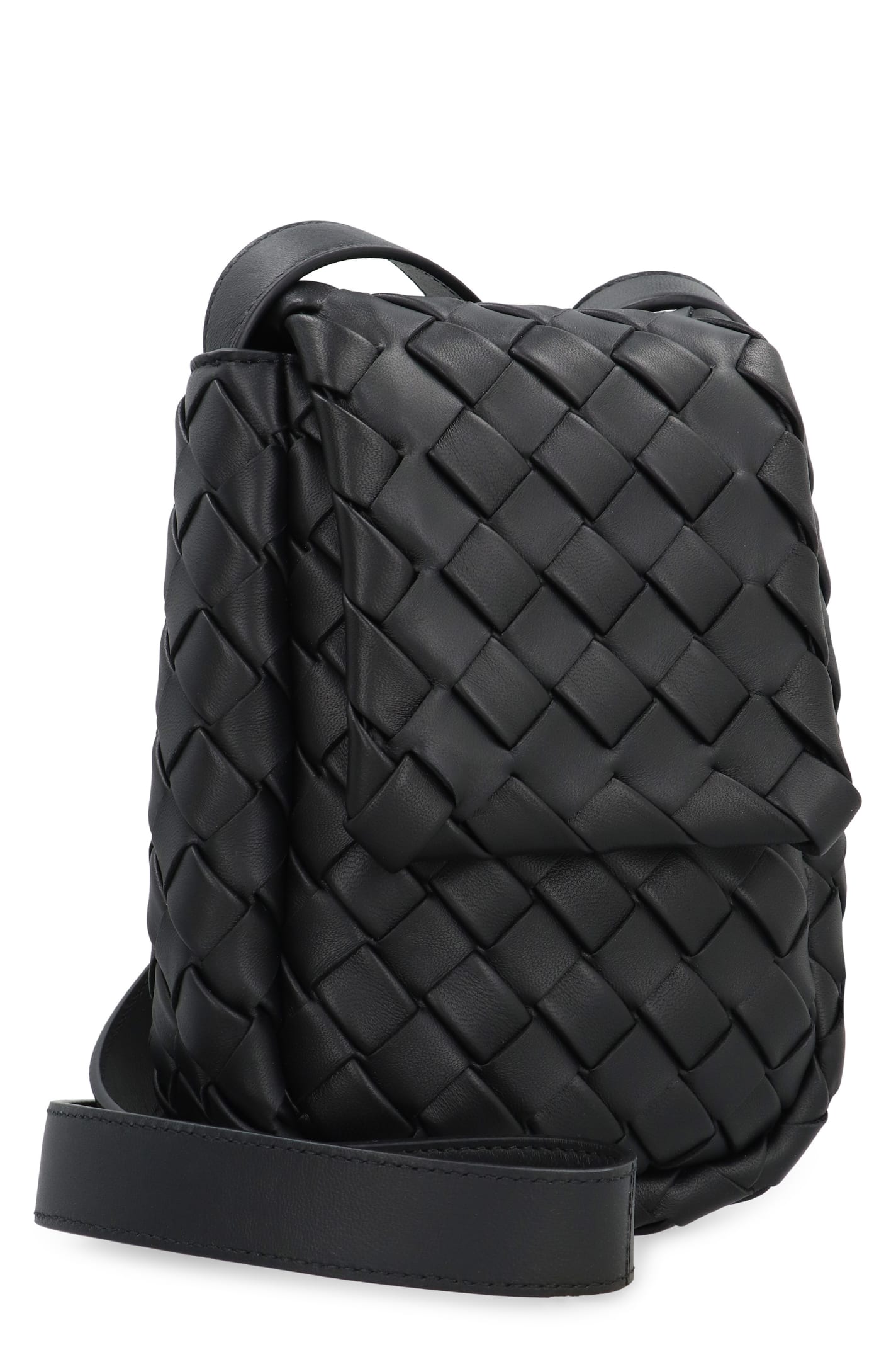 Shop Bottega Veneta Cobble Intrecciato Nappa Crossbody Bag In Black