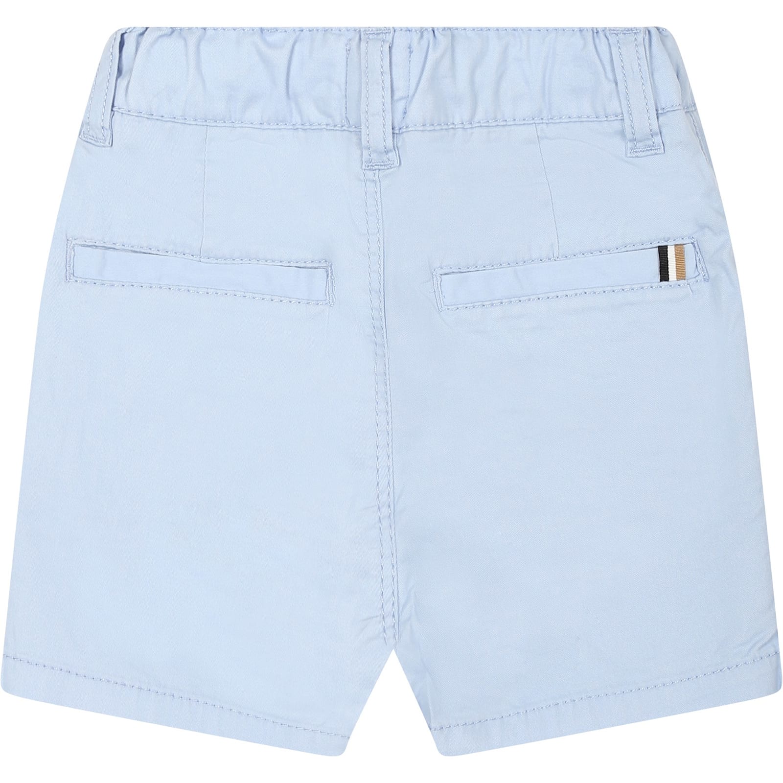 Hugo Boss Light Blue Shorts For Baby Boy With Logo In Light Blue