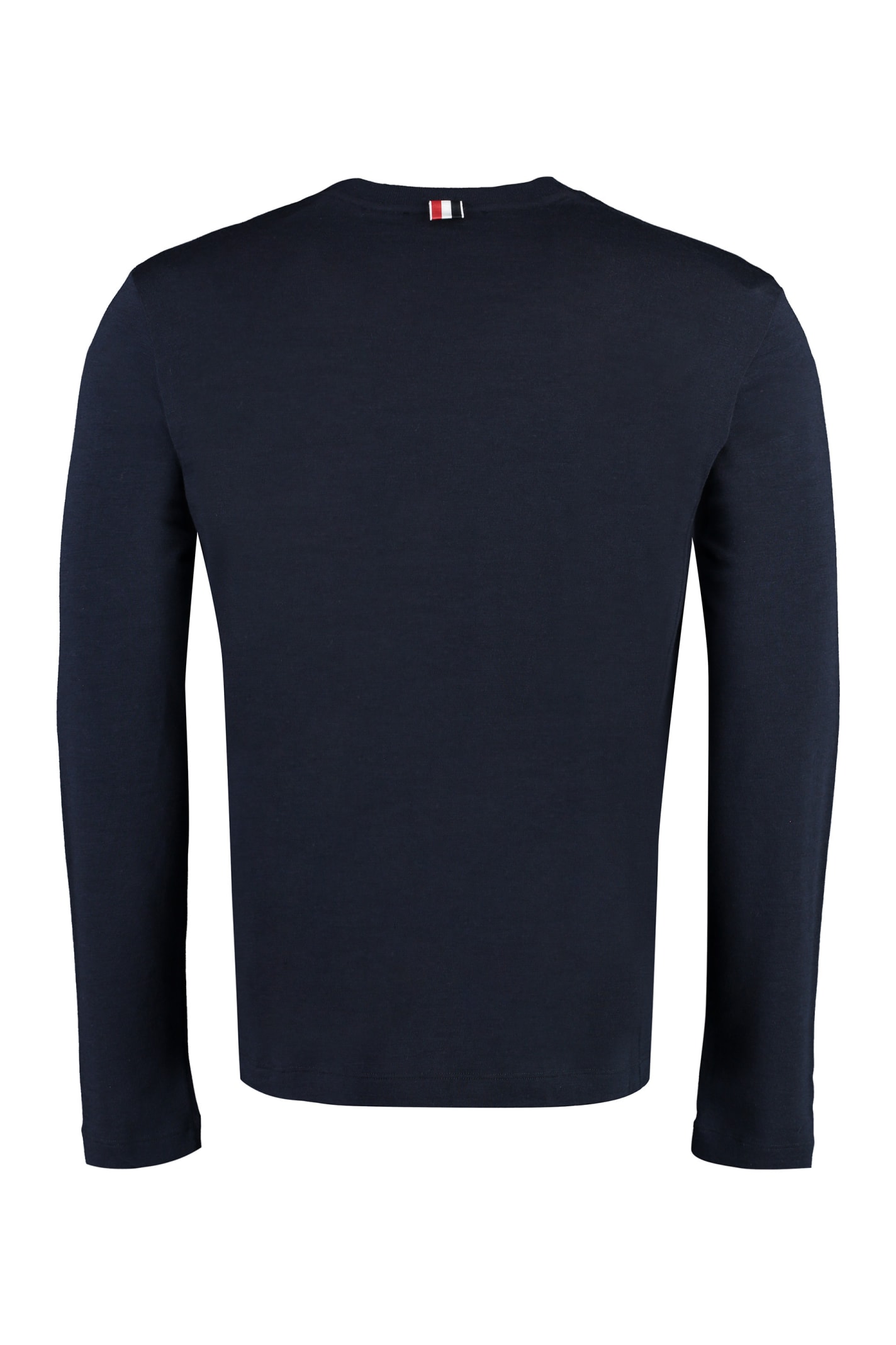 Shop Thom Browne Long Sleeve Wool T-shirt In Light Grey