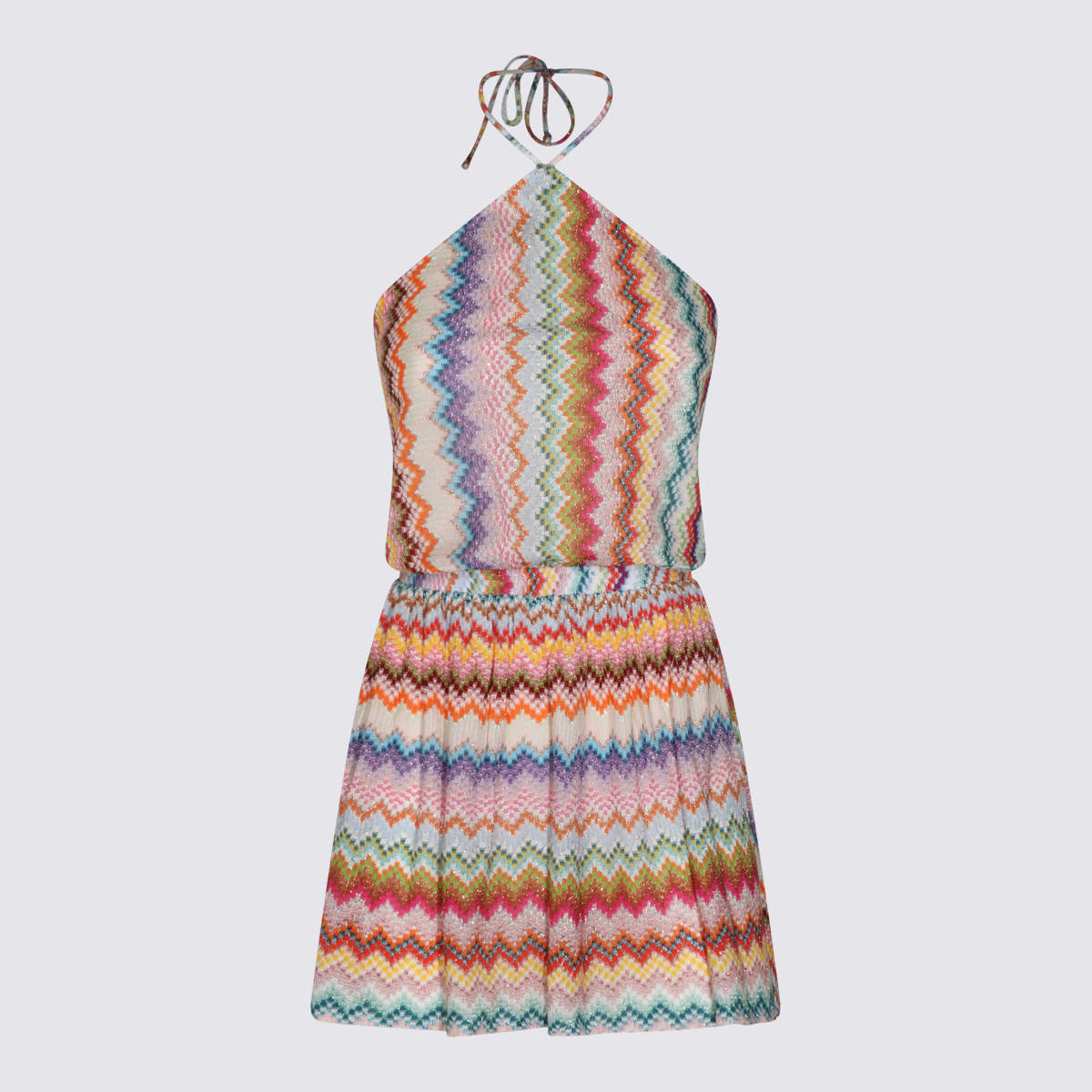 Missoni Short Jumpsuit In Lame Viscose With Pixel-effect Zigzag Pattern In Multi