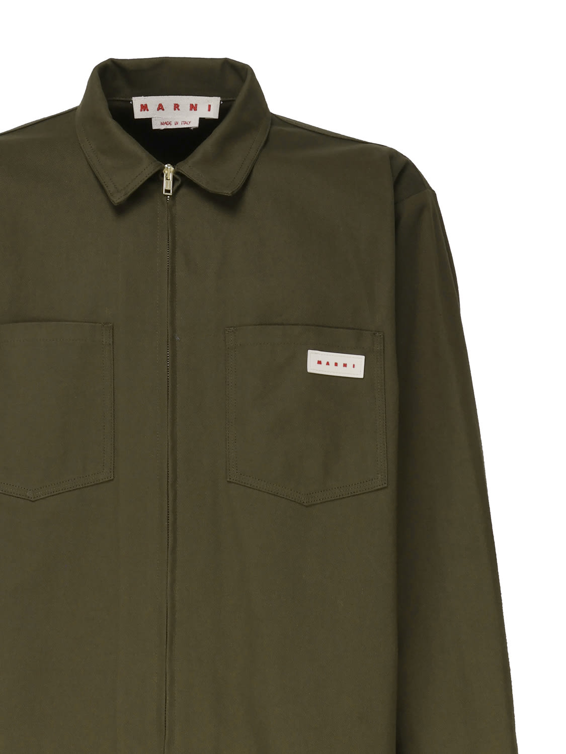 Shop Marni Workwear Shirt In Cotton Blended In Green