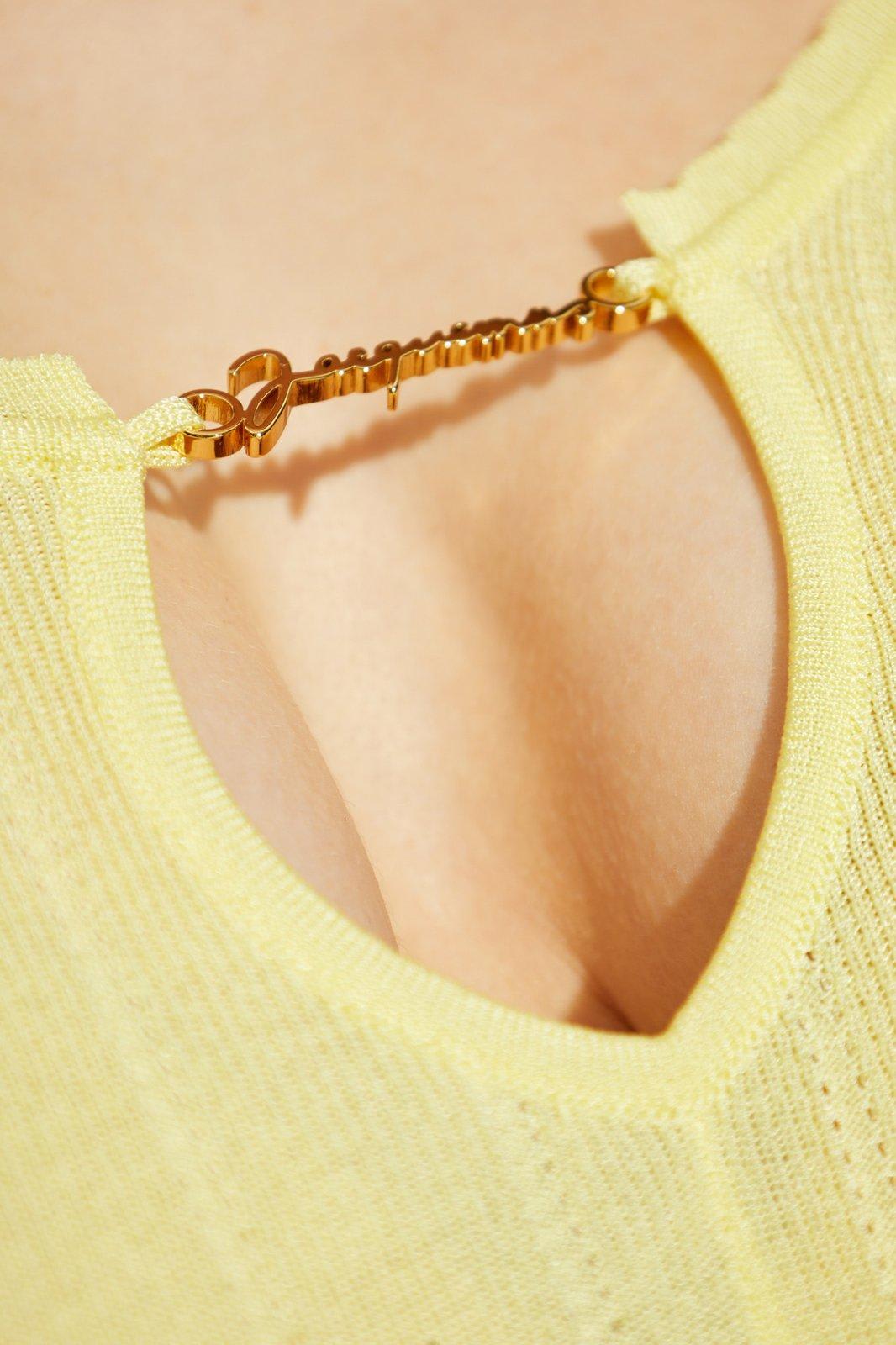 Jacquemus Slim Fit V-neckline Long Sleeves Ribbed Hem In Yellow