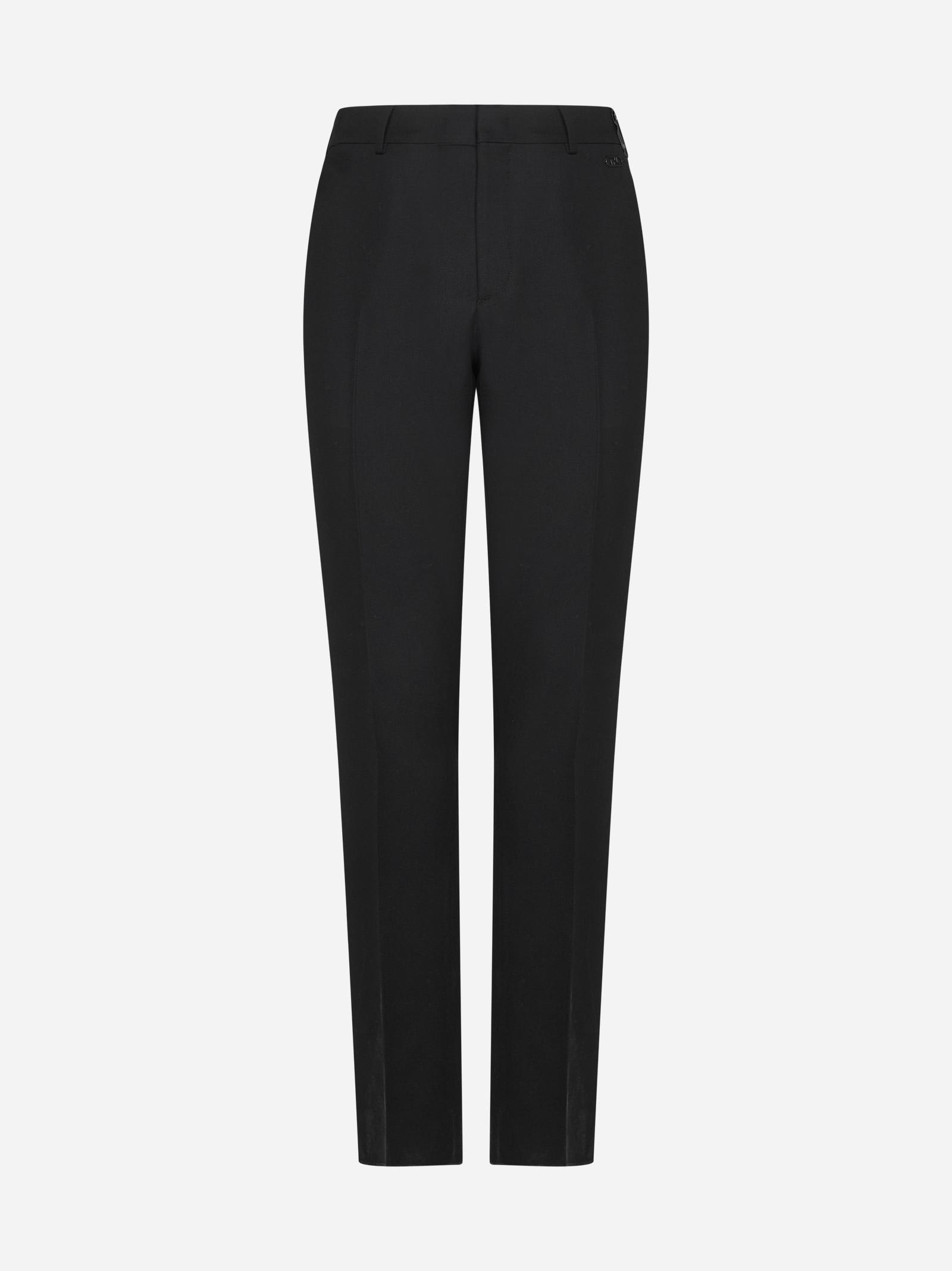 Fendi Wool-blend Trousers In Black
