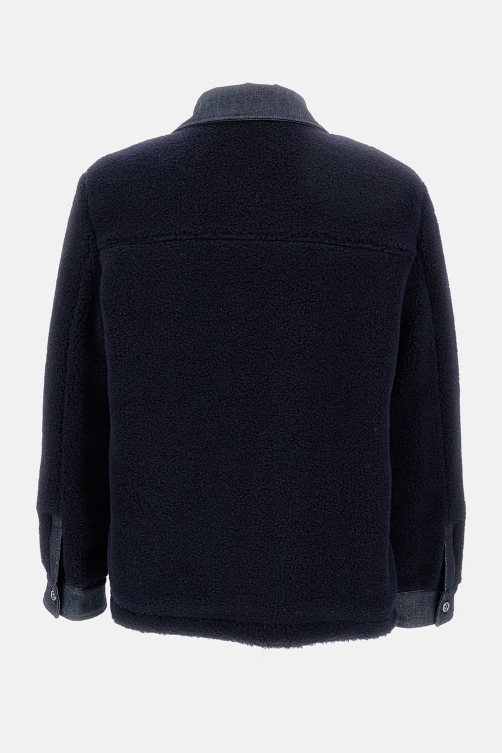 Apc Will Fleece Denim-panel Jacket In Blue